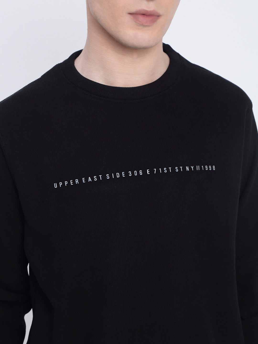 Men's Typography Printed Black Sweatshirt