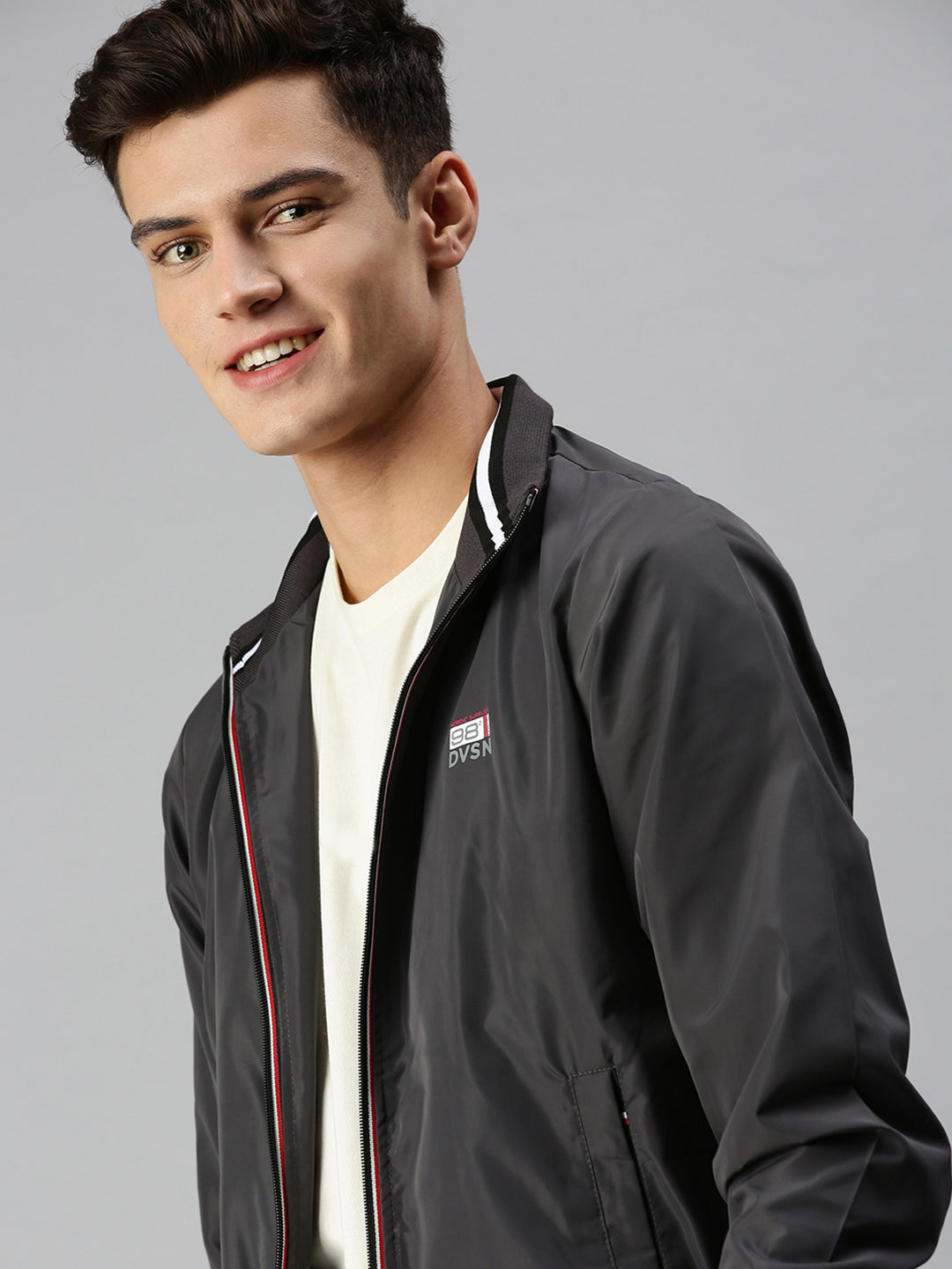 Men Solid Black Sporty Jacket