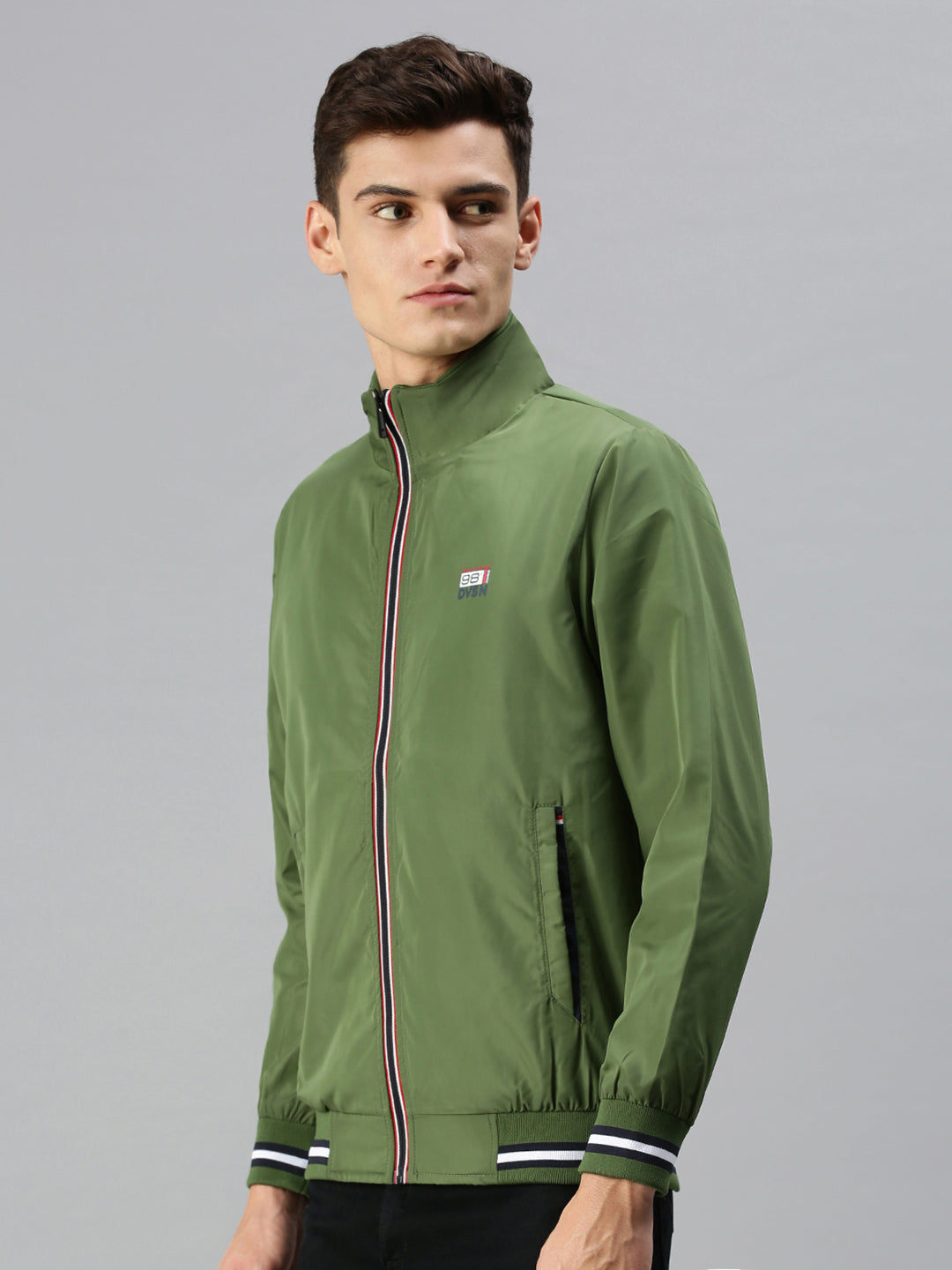 Men Solid Green Sporty Jacket