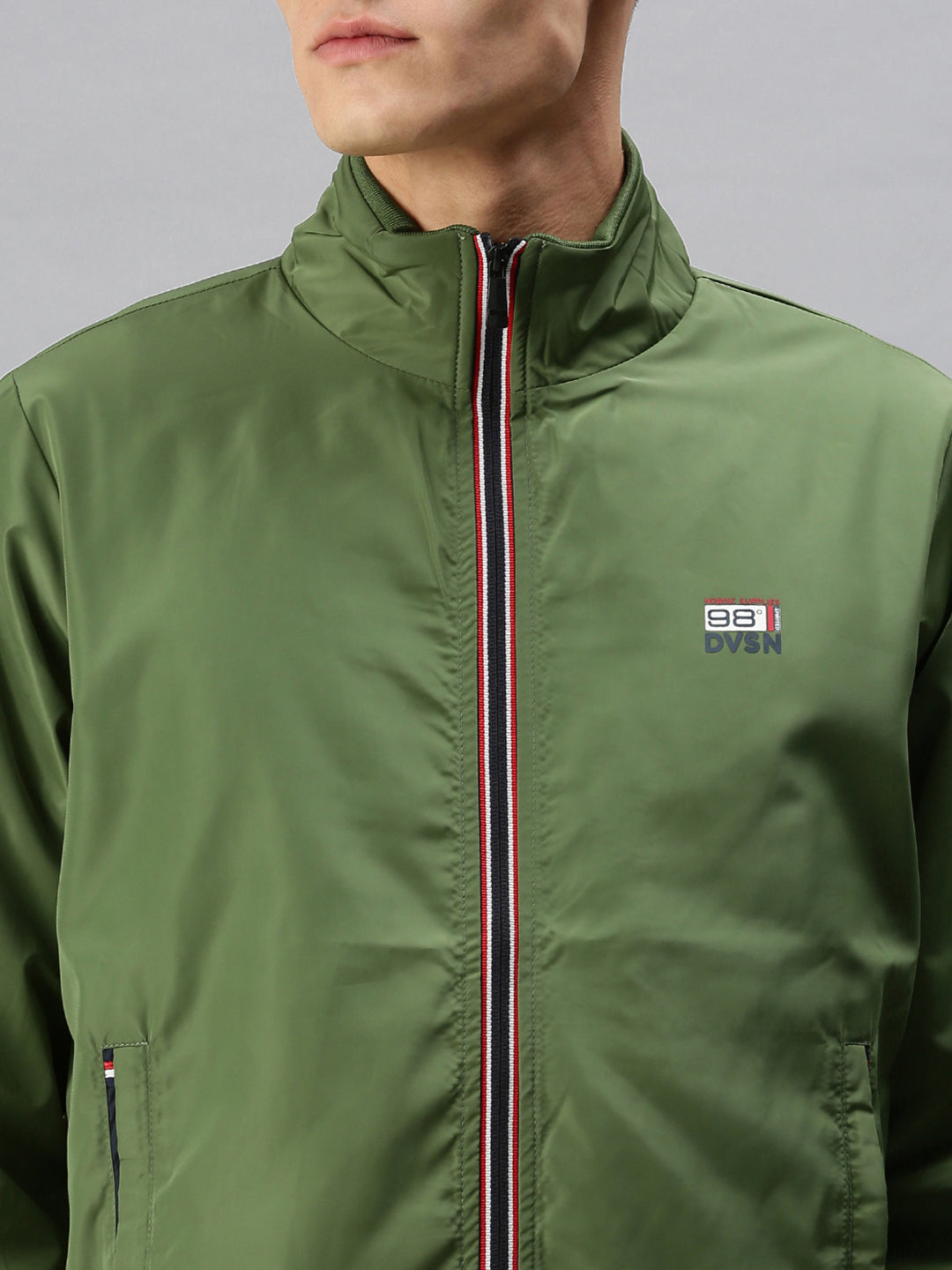 Men Solid Green Sporty Jacket