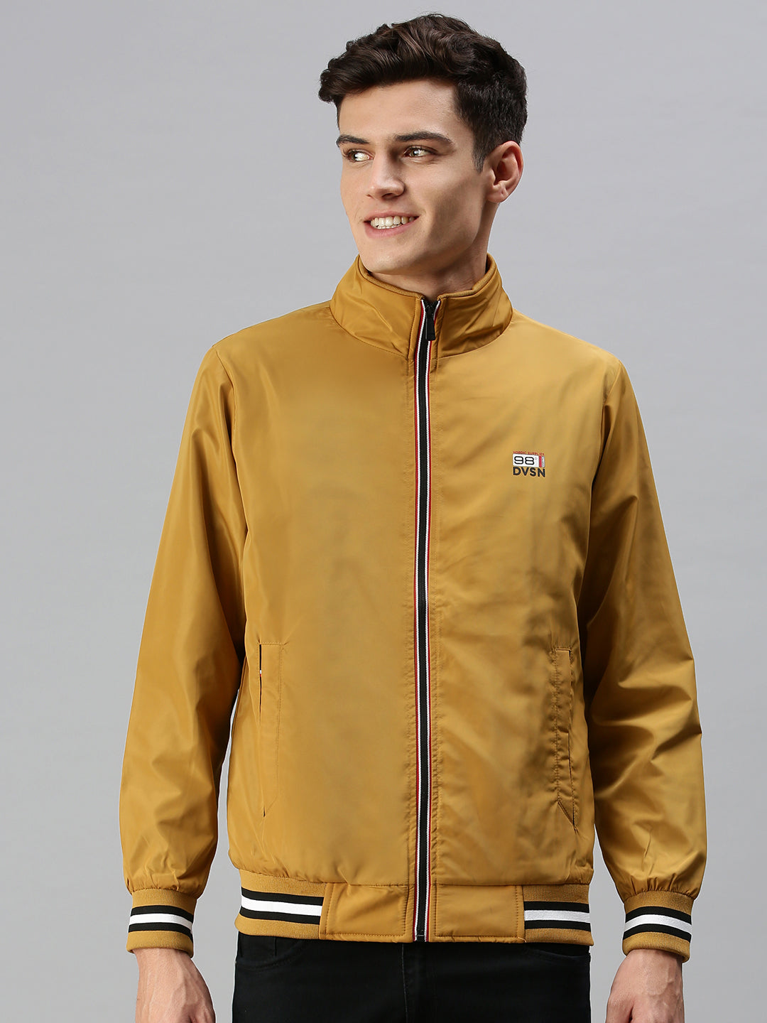 Men Solid Yellow Sporty Jacket