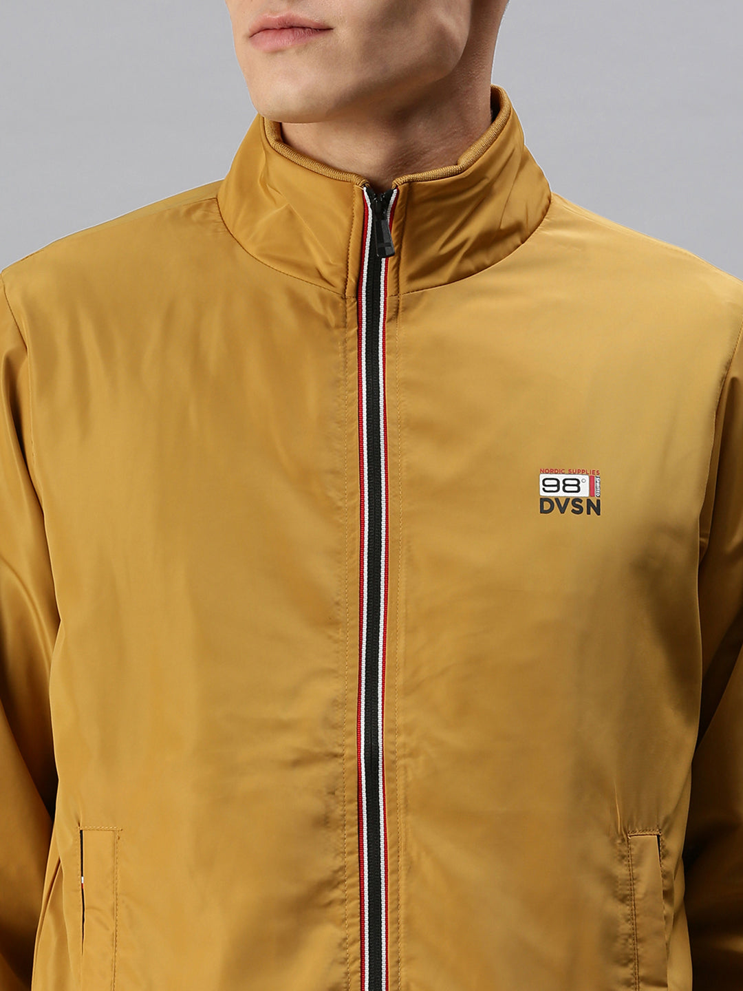 Men Solid Yellow Sporty Jacket