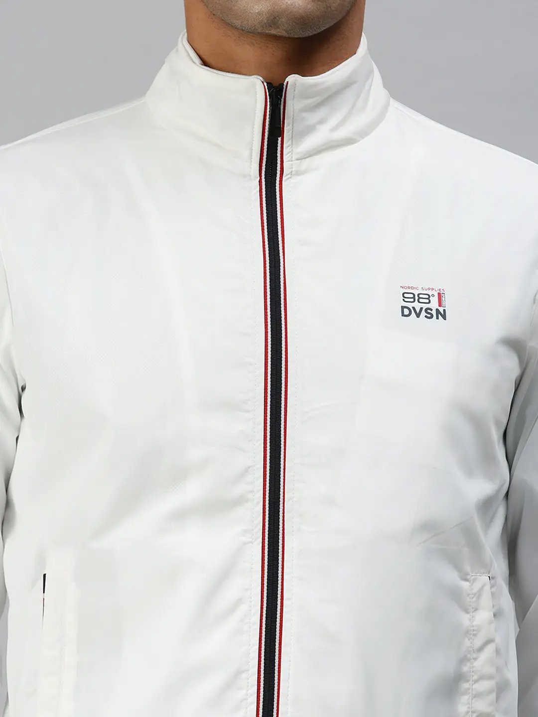 Men's Solid White Sporty Jacket