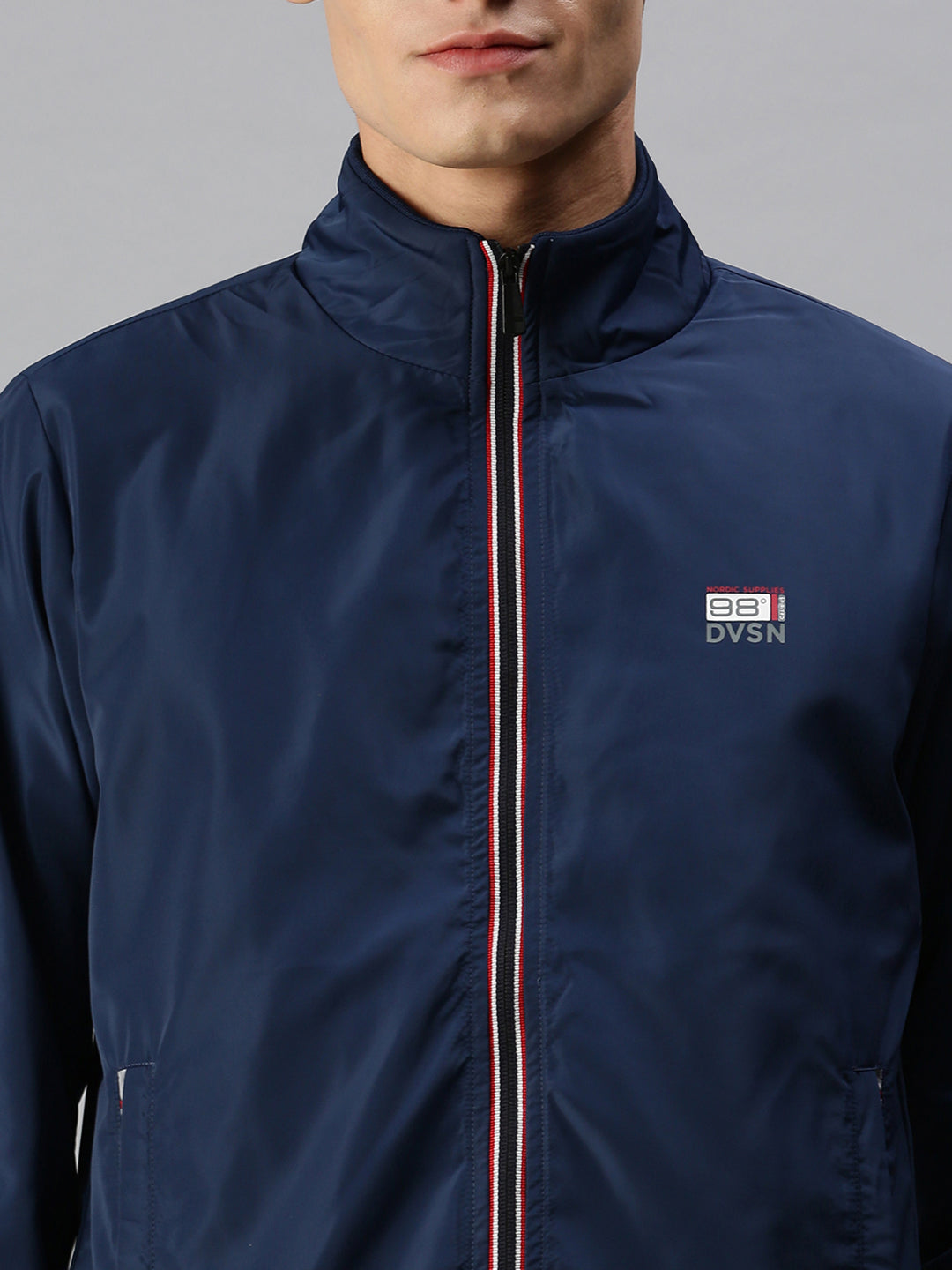 Men Solid Blue Sporty Jacket