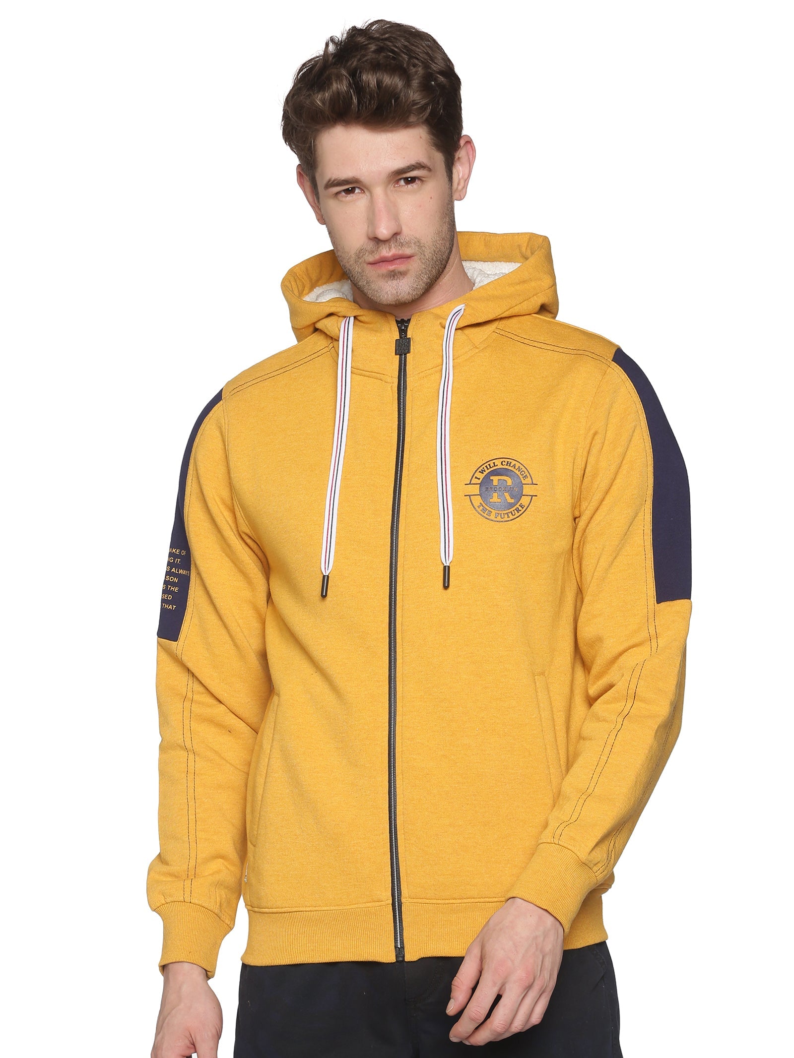 Men Solid Yellow Sweatshirt