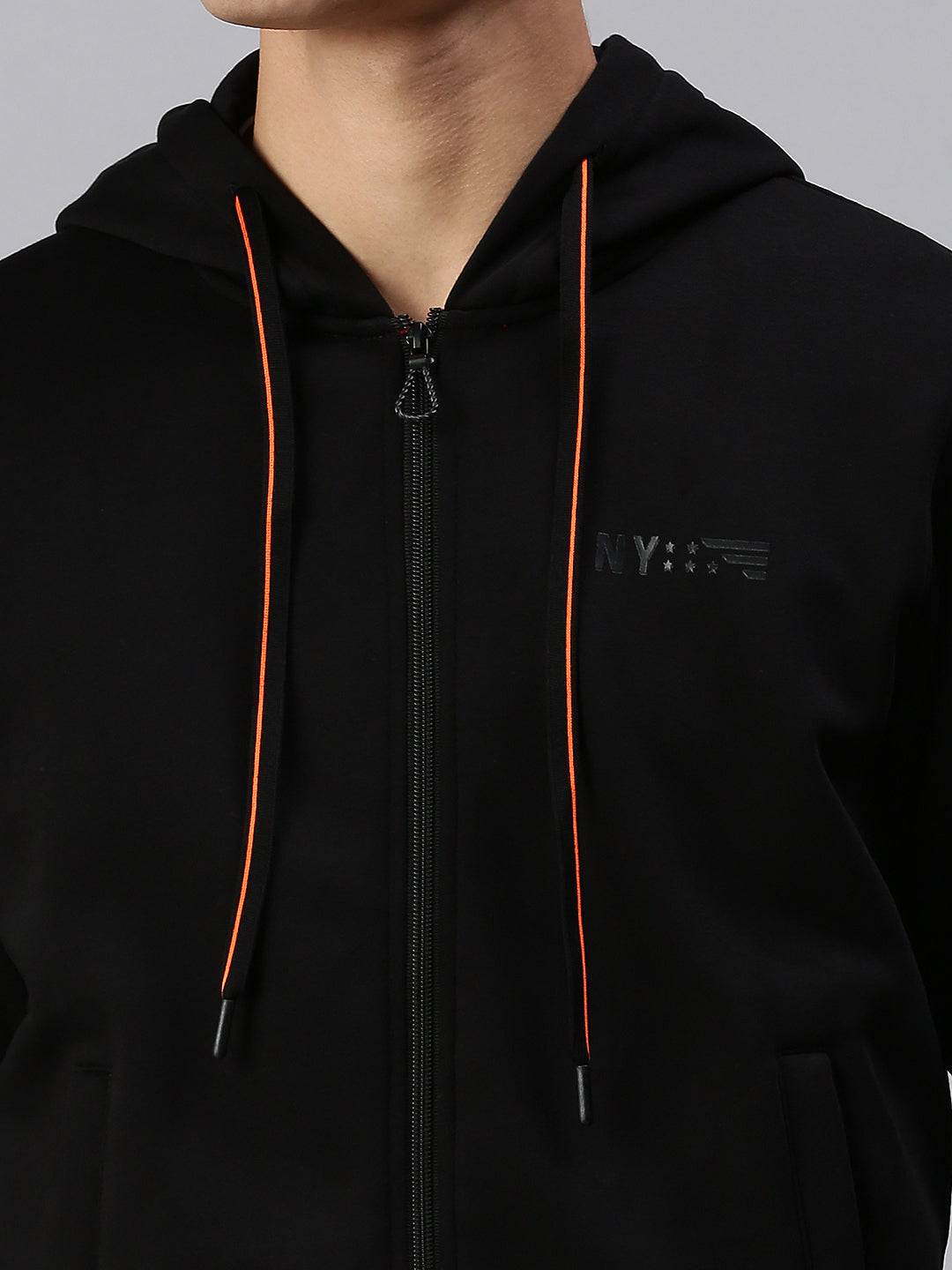 Men Hooded Solid Black Sweatshirt