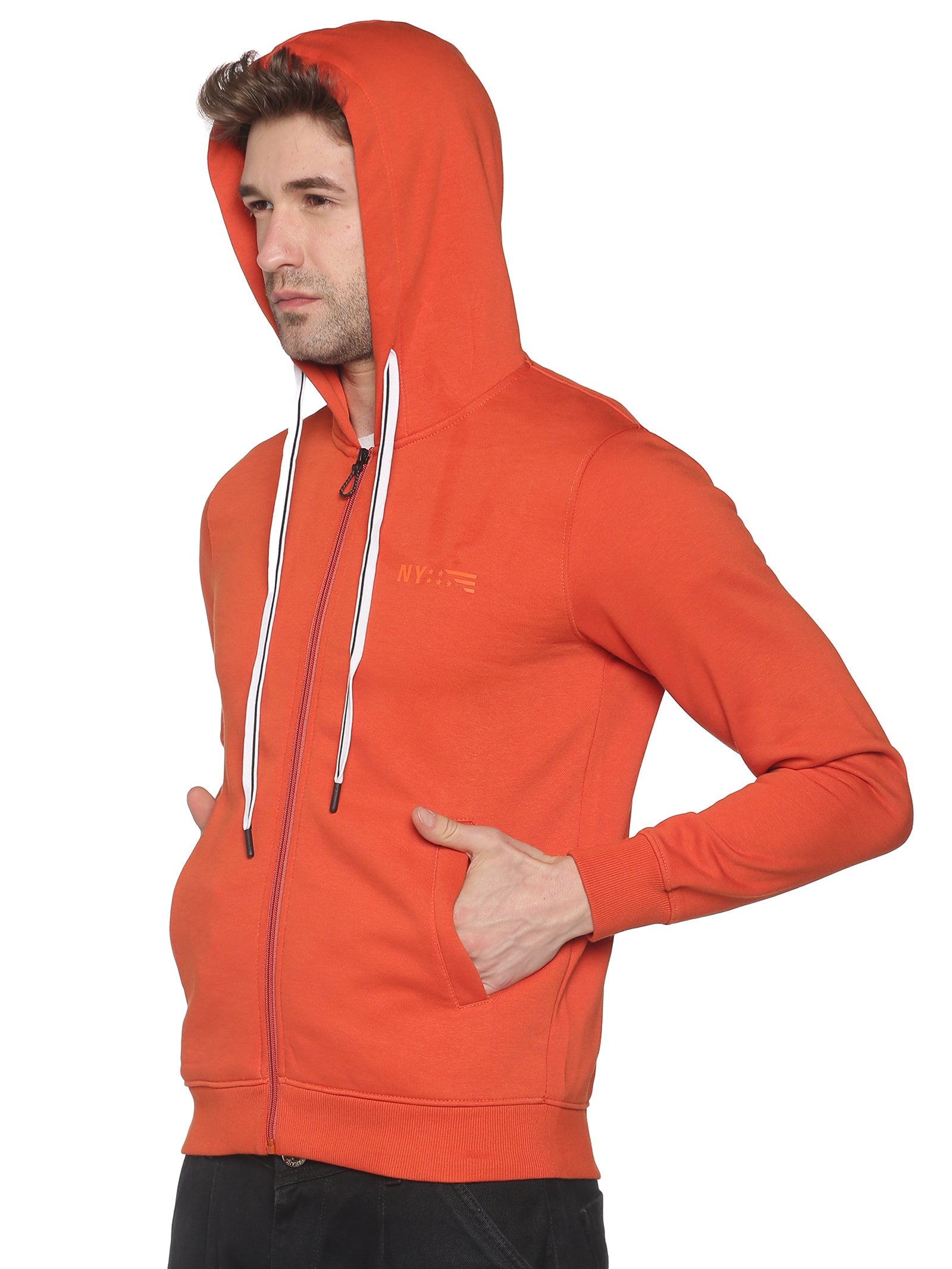 Men Solid Orange Sweatshirt