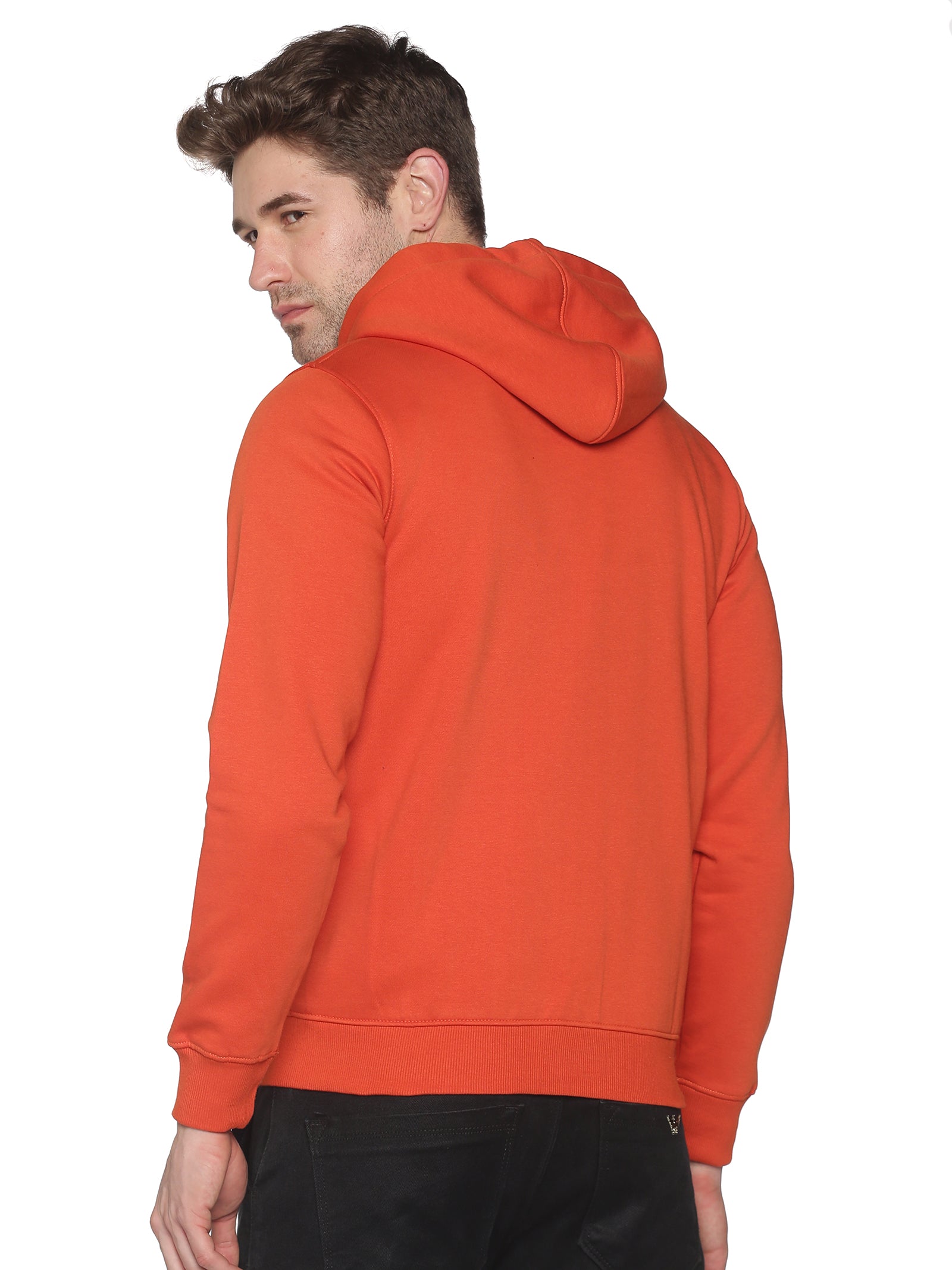 Men Solid Orange Sweatshirt