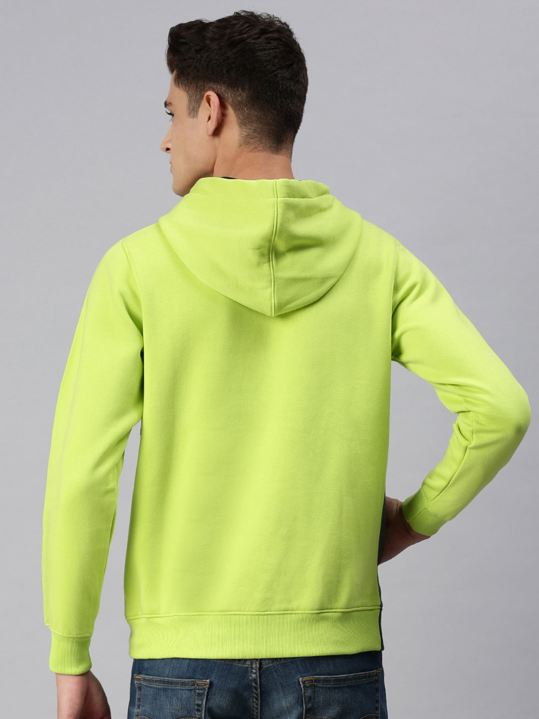 Men Hooded Graphic Print Green Sweatshirt