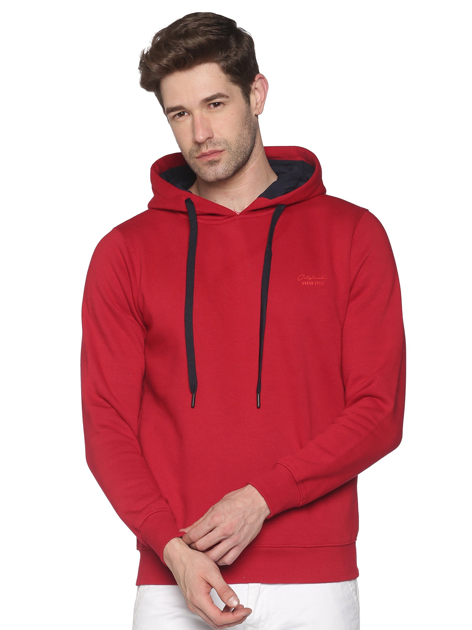 Men Solid Red Sweatshirt