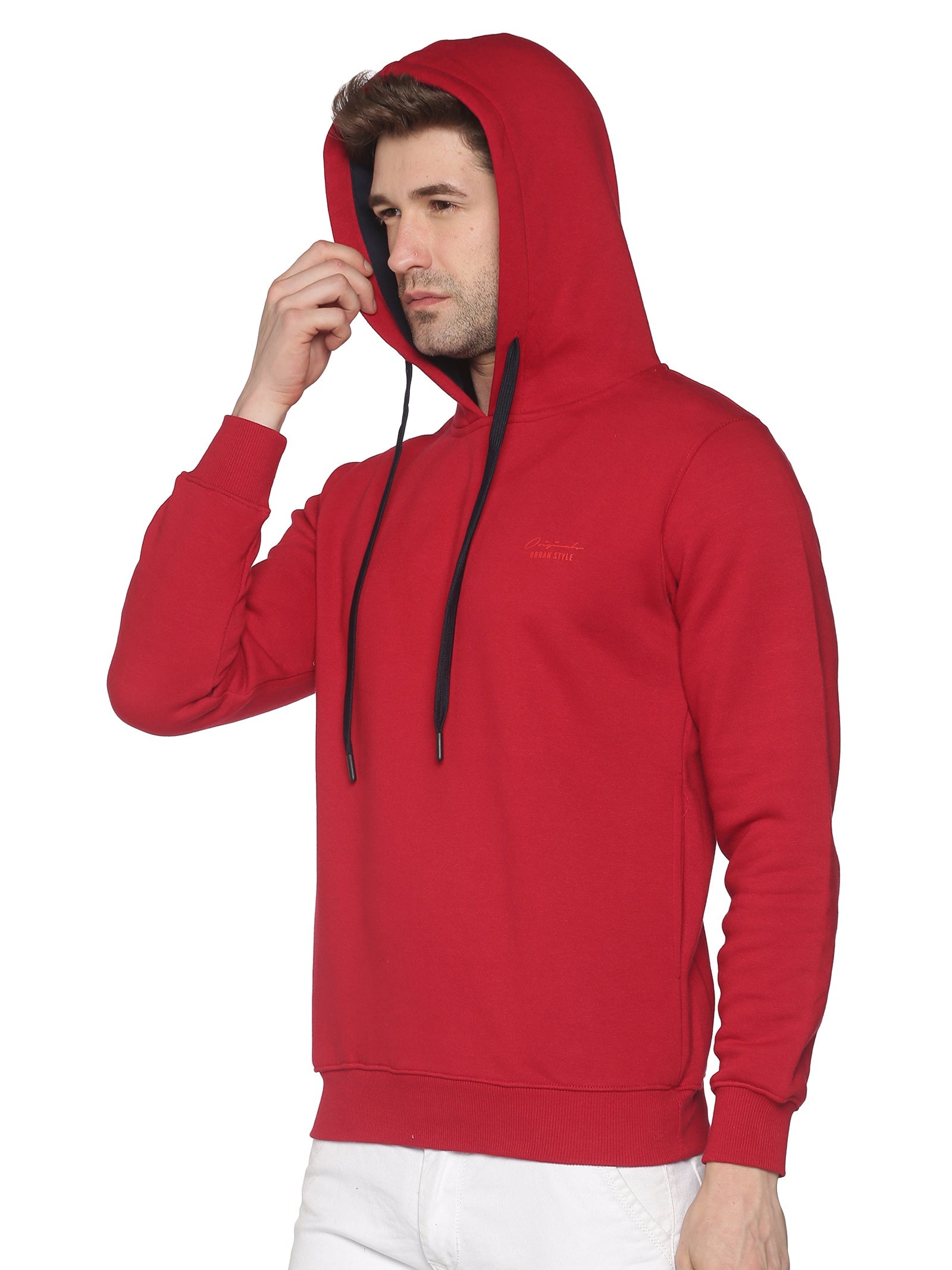 Men Solid Red Sweatshirt