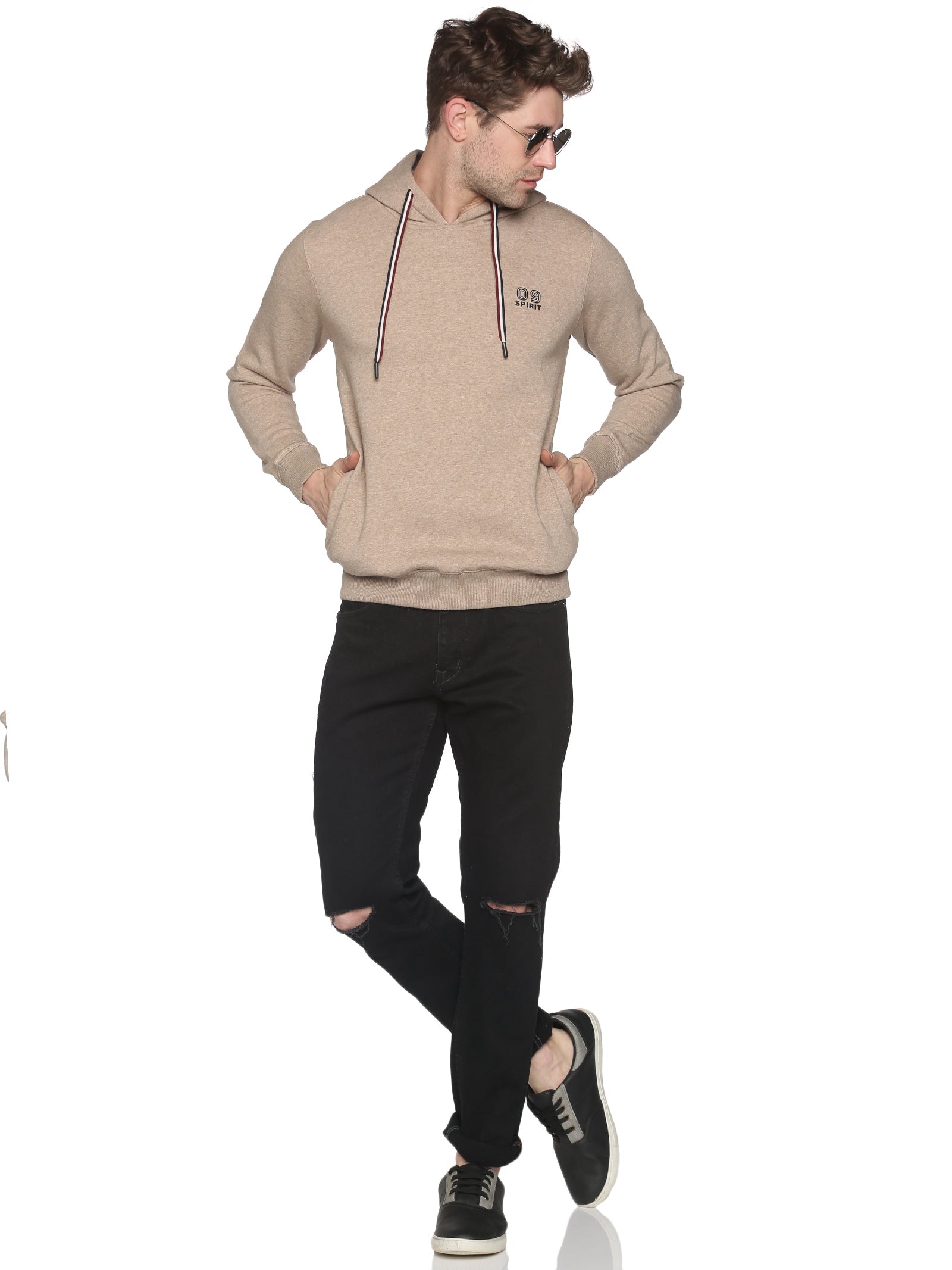 Men Solid Beige Sweatshirt