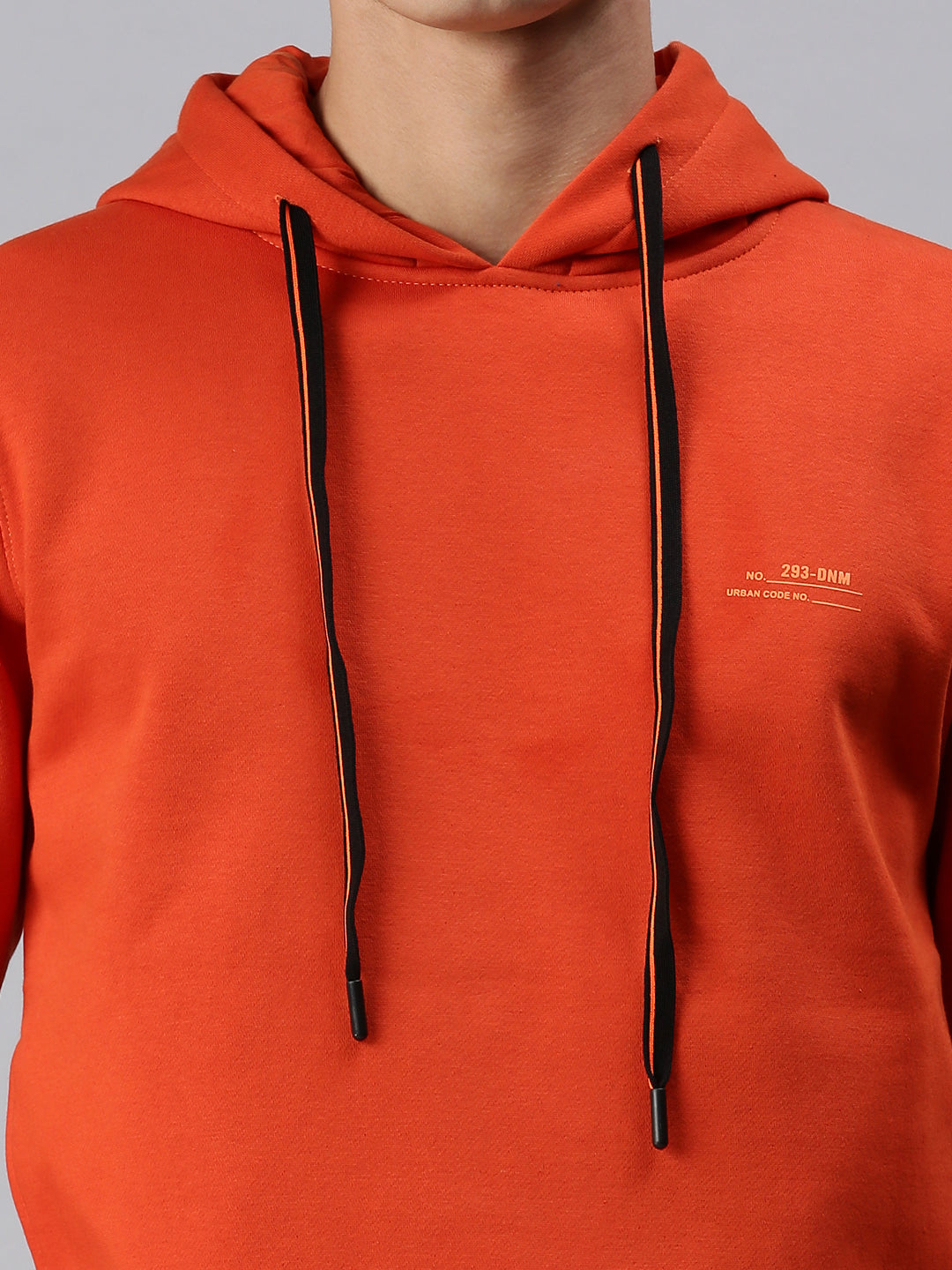 Men Hooded Solid Orange Sweatshirt