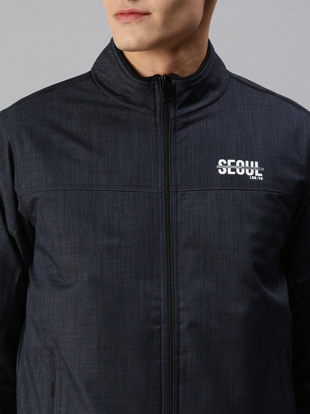 Men Solid Blue Sporty Jacket