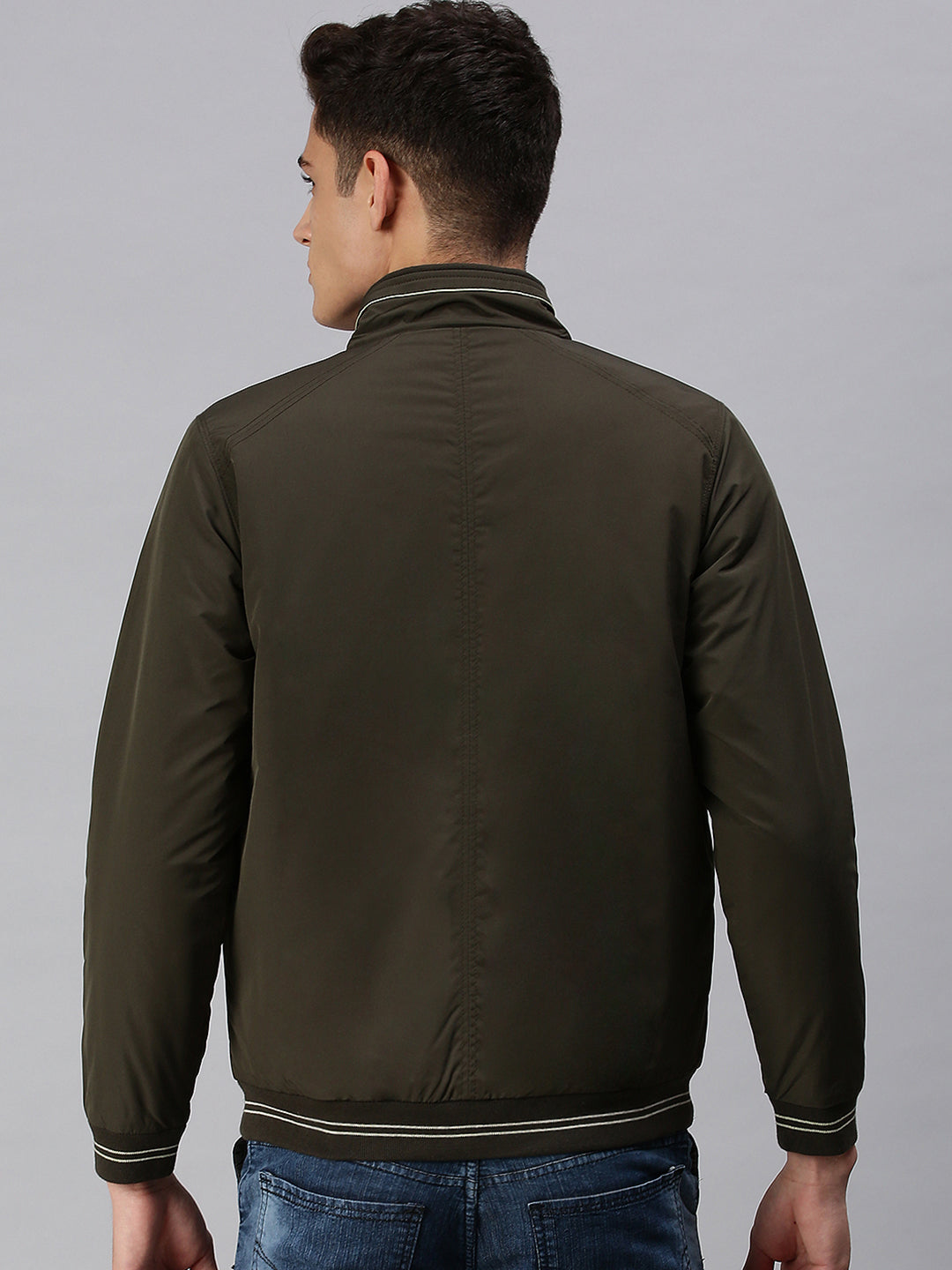 Men Solid Green Sporty Jacket