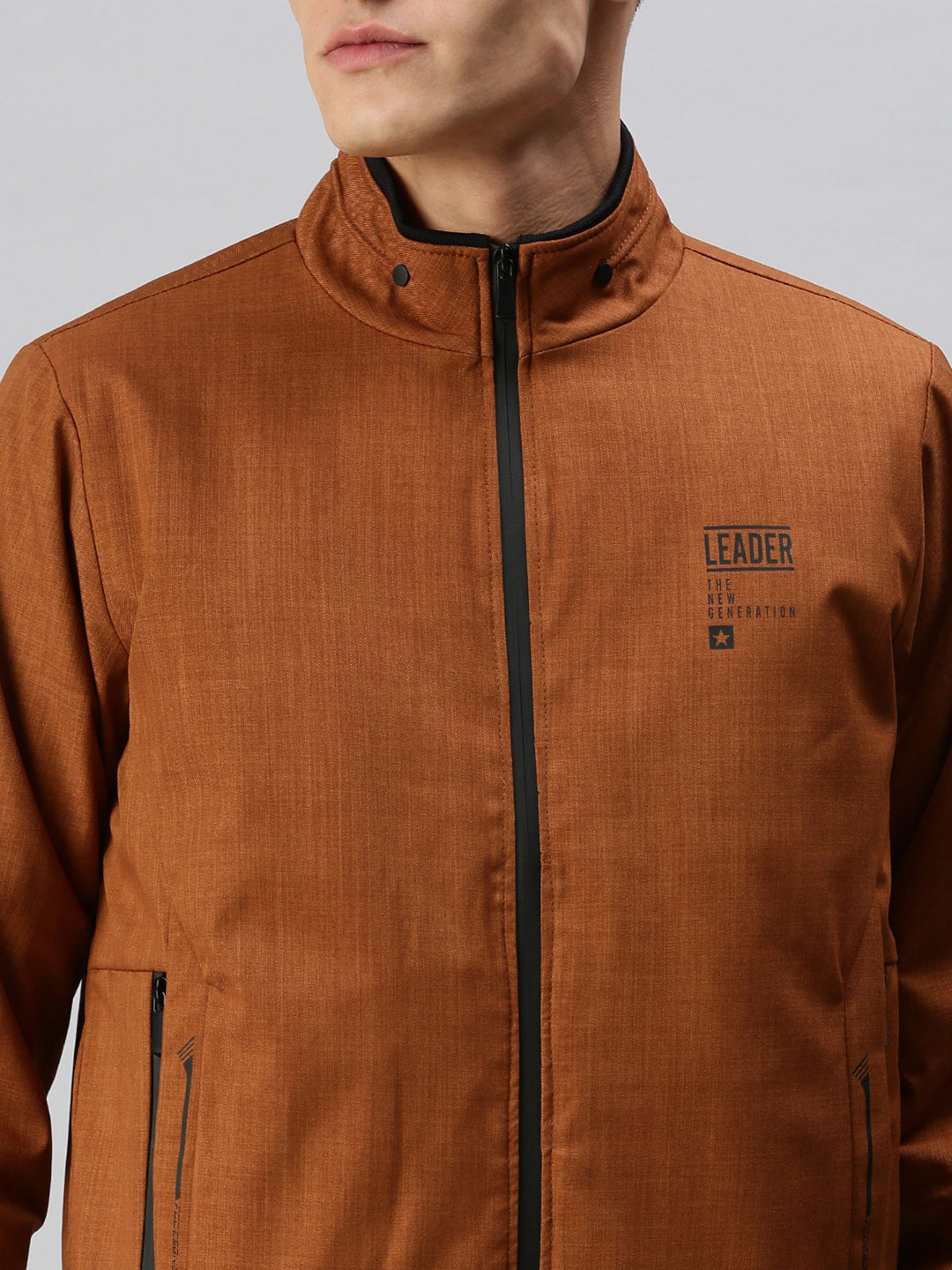 Men Solid Brown Sporty Jacket