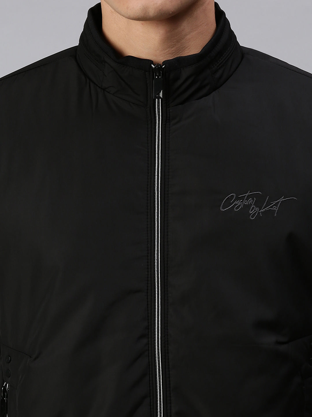 Men Solid Black Sporty Jacket