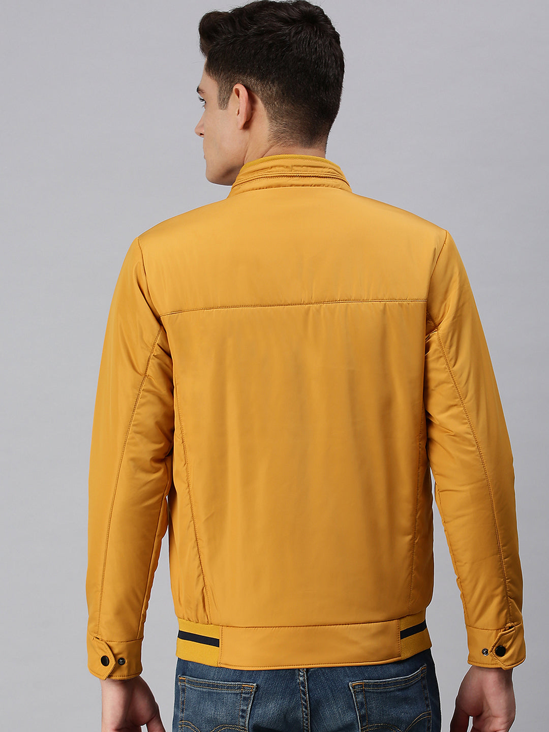 Men Solid Yellow Sporty Jacket