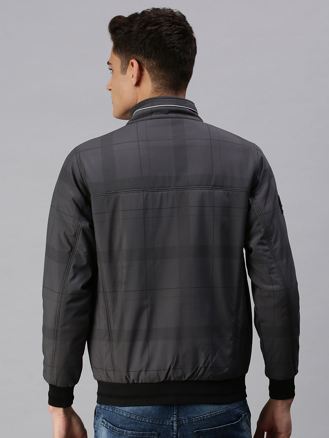 Men Checked Grey Sporty Jacket