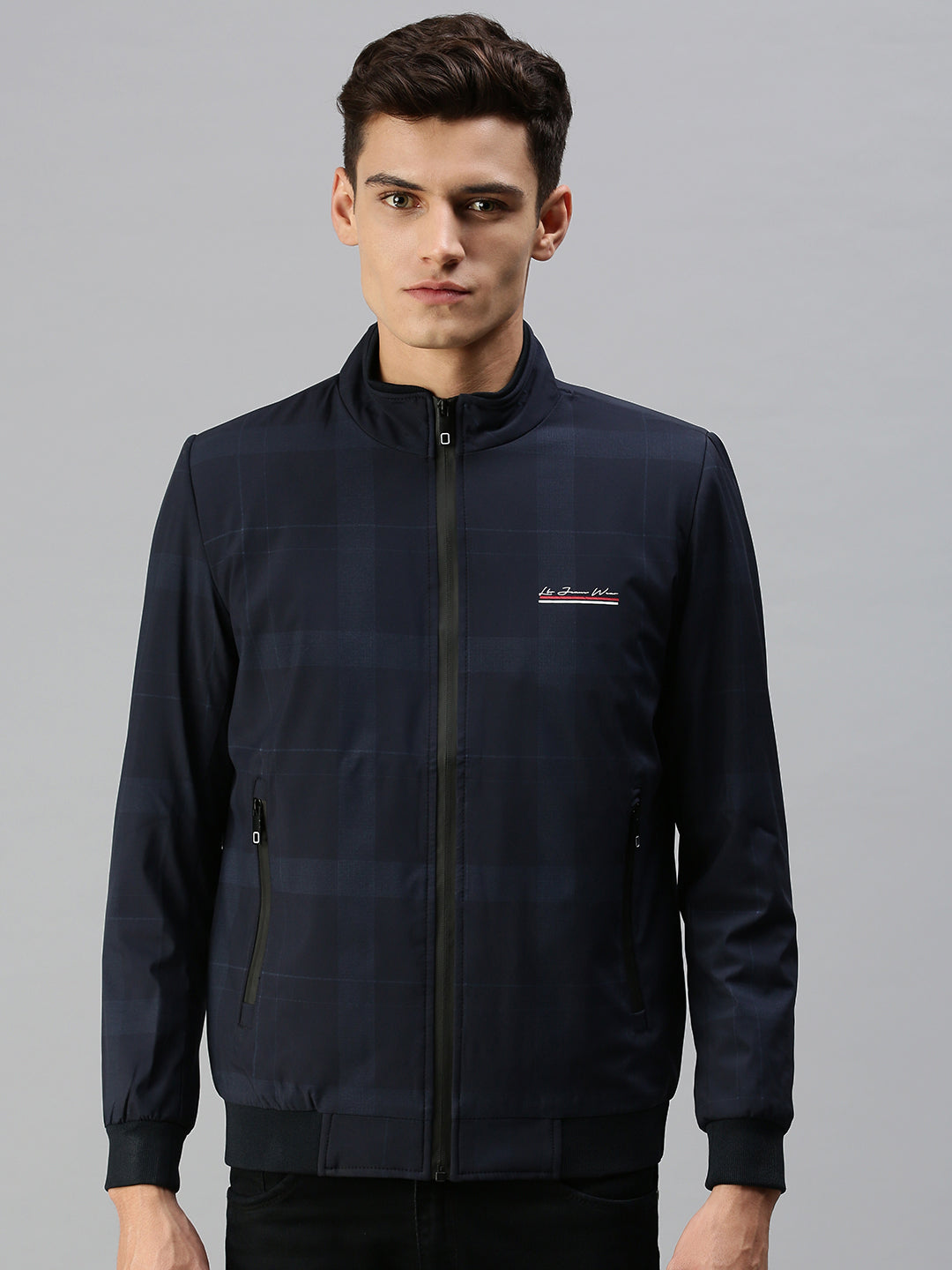 Men Solid Blue Sporty Jacket