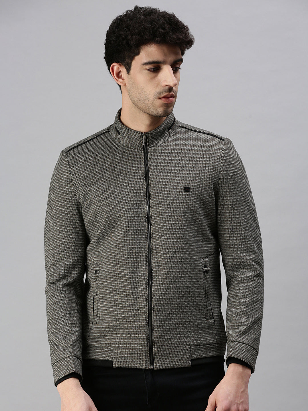 Men Solid Grey Sporty Jacket