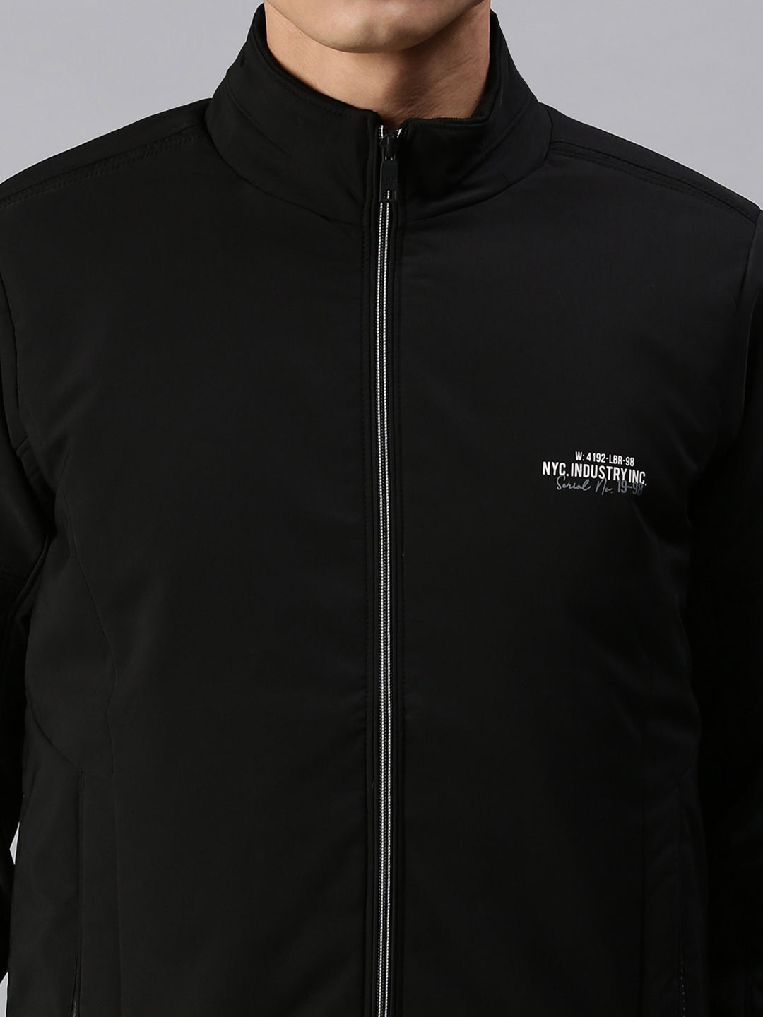 Men Solid Black Sporty Jacket