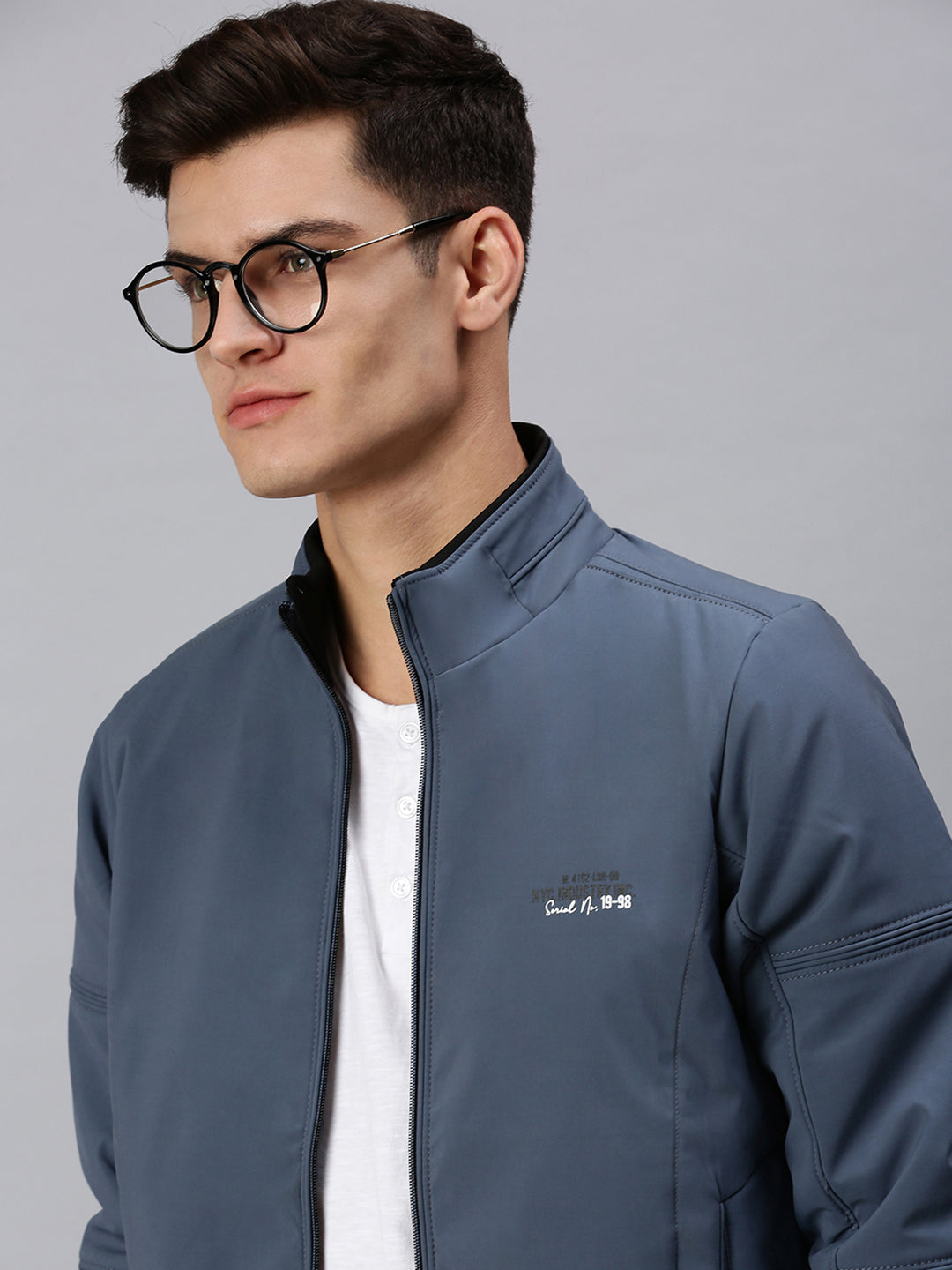 Men Solid Blue Sporty Jacket