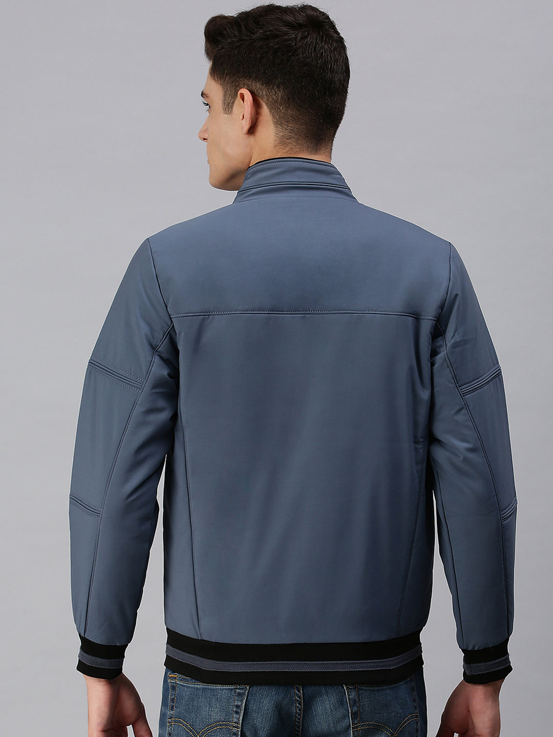 Men Solid Blue Sporty Jacket