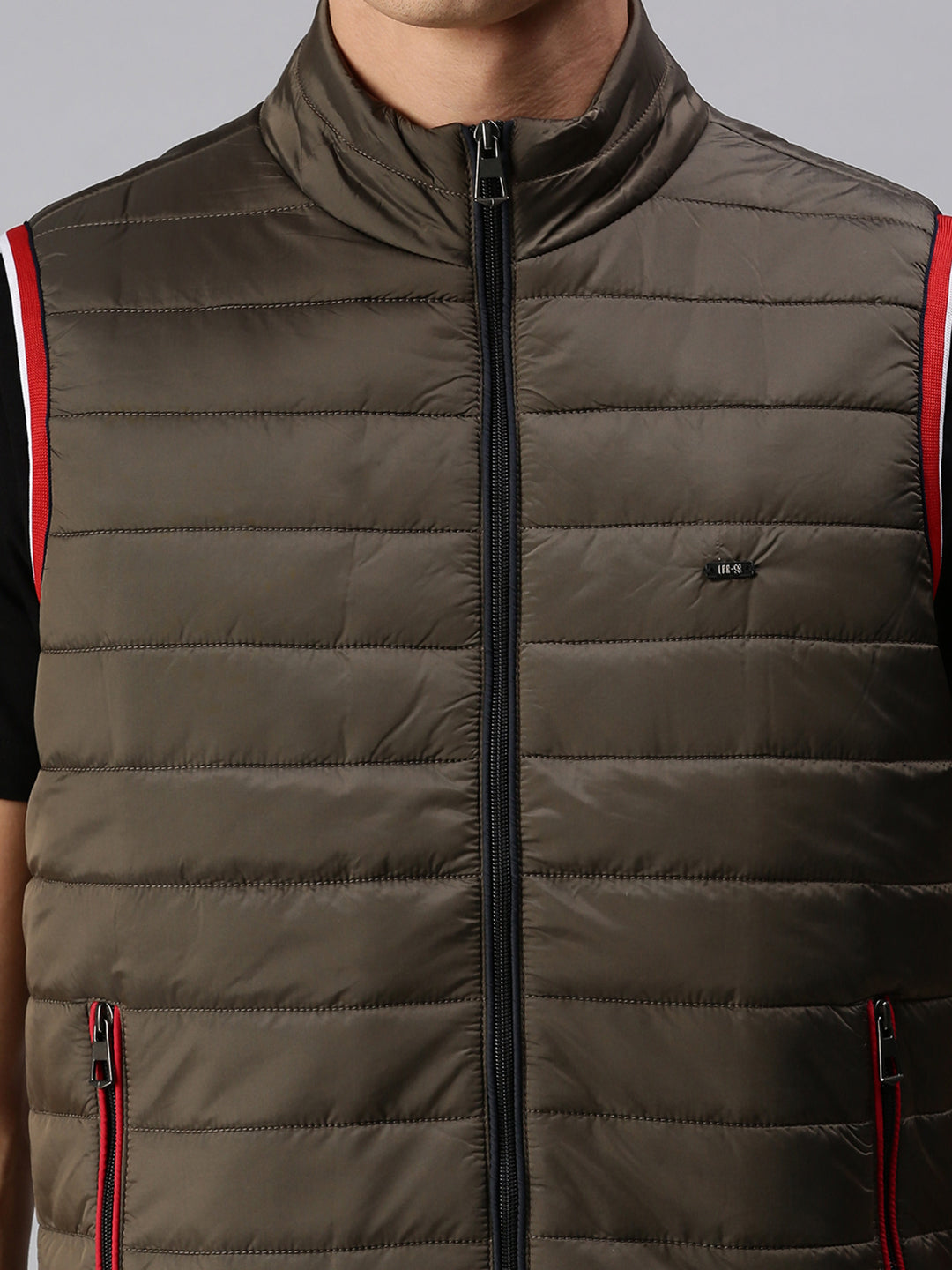 Men's Hooded Solid Brown Padded Jacket