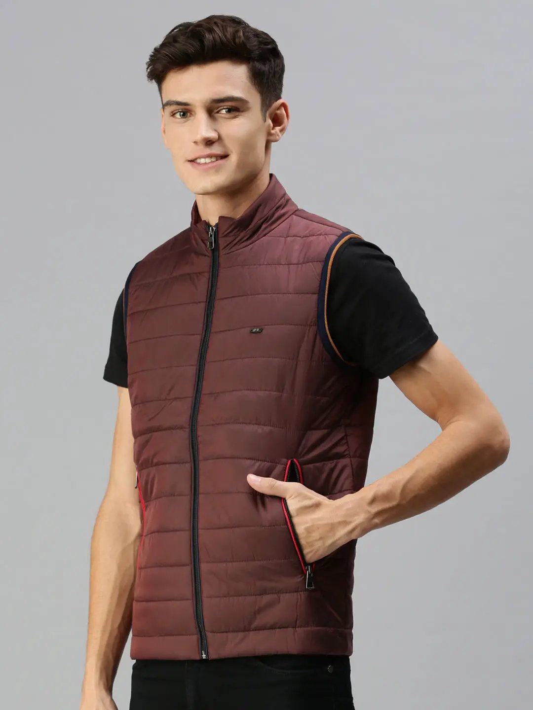 Men's Maroon Lightweight Puffer Jacket