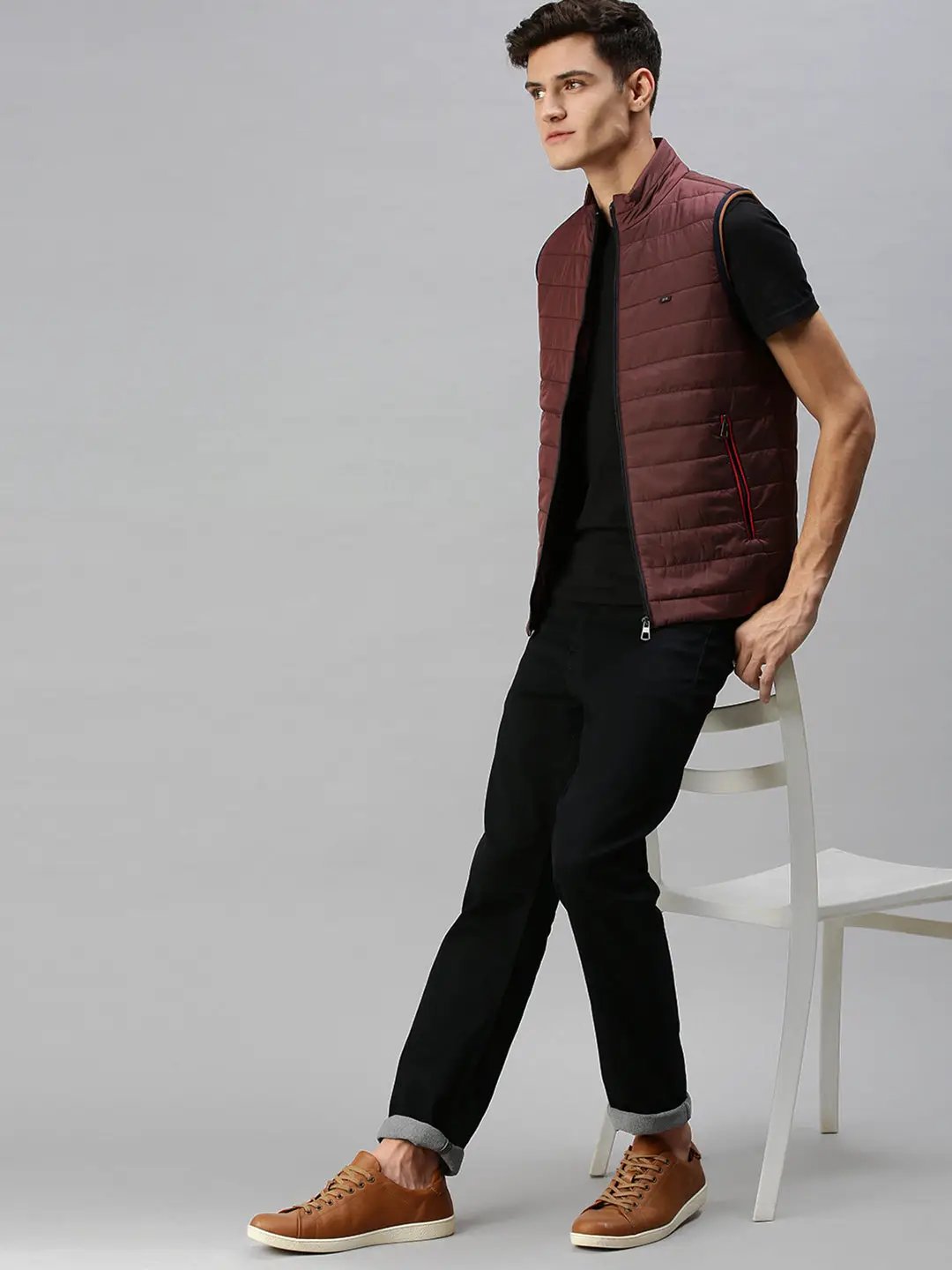 Men's Maroon Lightweight Puffer Jacket