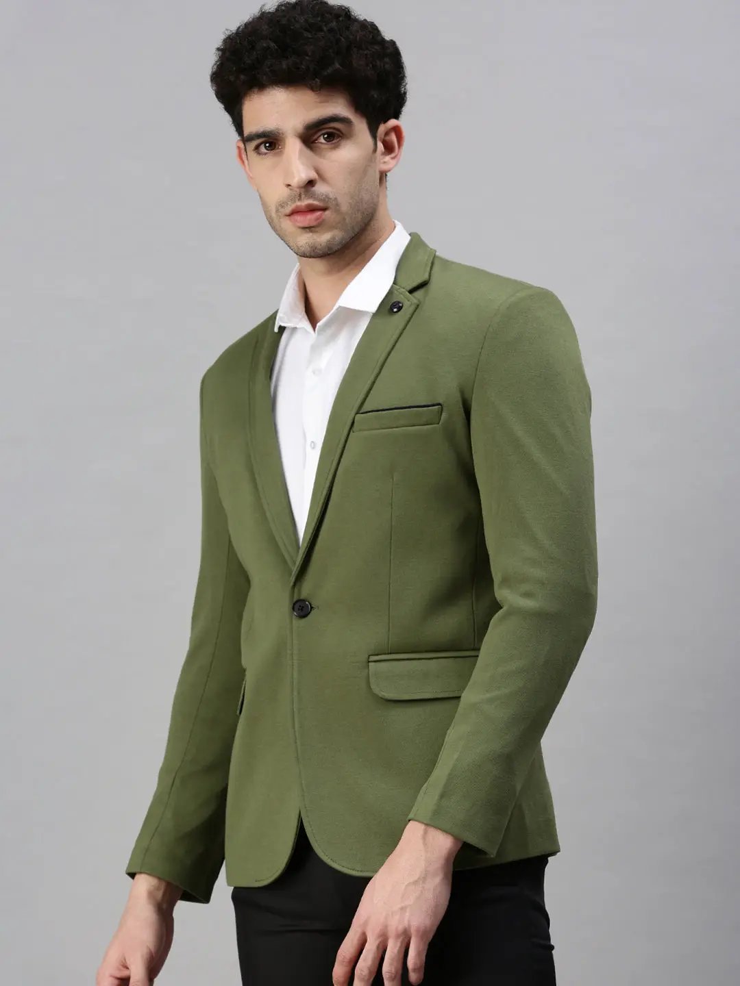 Men's Green Solid Casual Single Breasted Blazer - from SHOWOFFFF