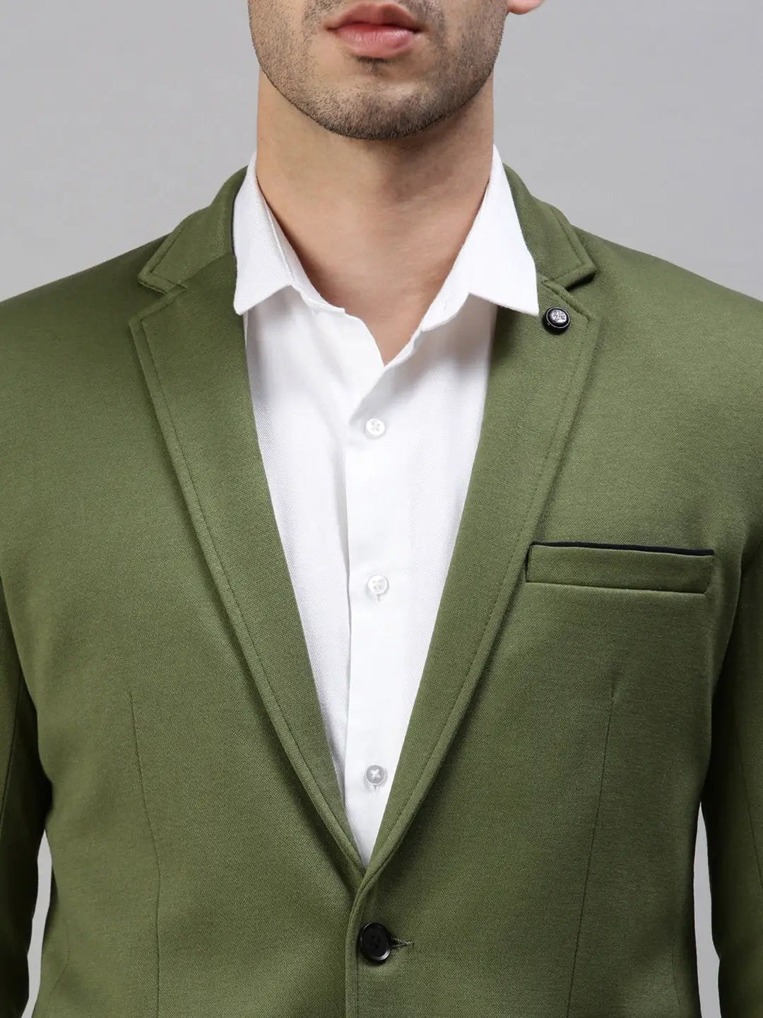 Men's Green Solid Casual Single Breasted Blazer - from SHOWOFFFF