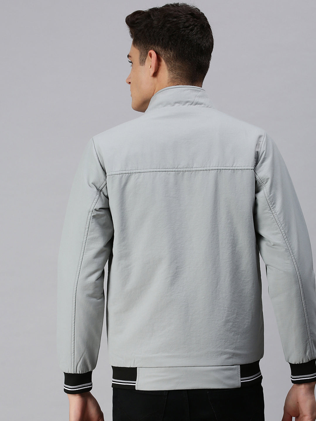 Men Solid Grey Open Front Jacket