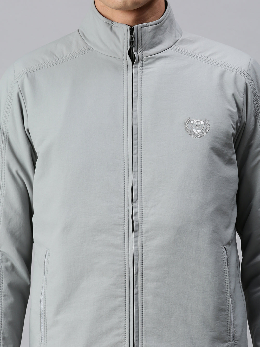 Men Solid Grey Open Front Jacket