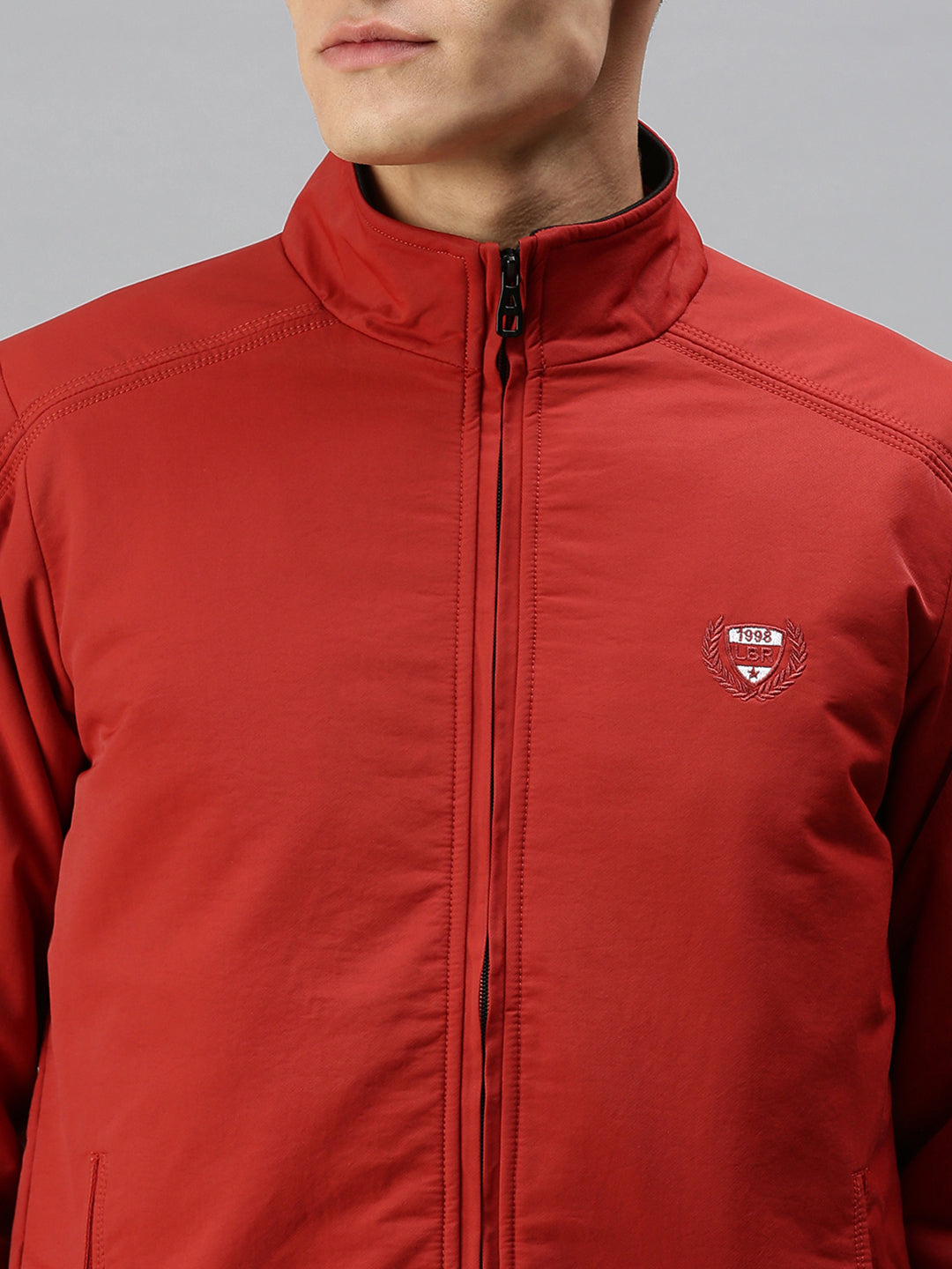 Men Solid Red Open Front Jacket