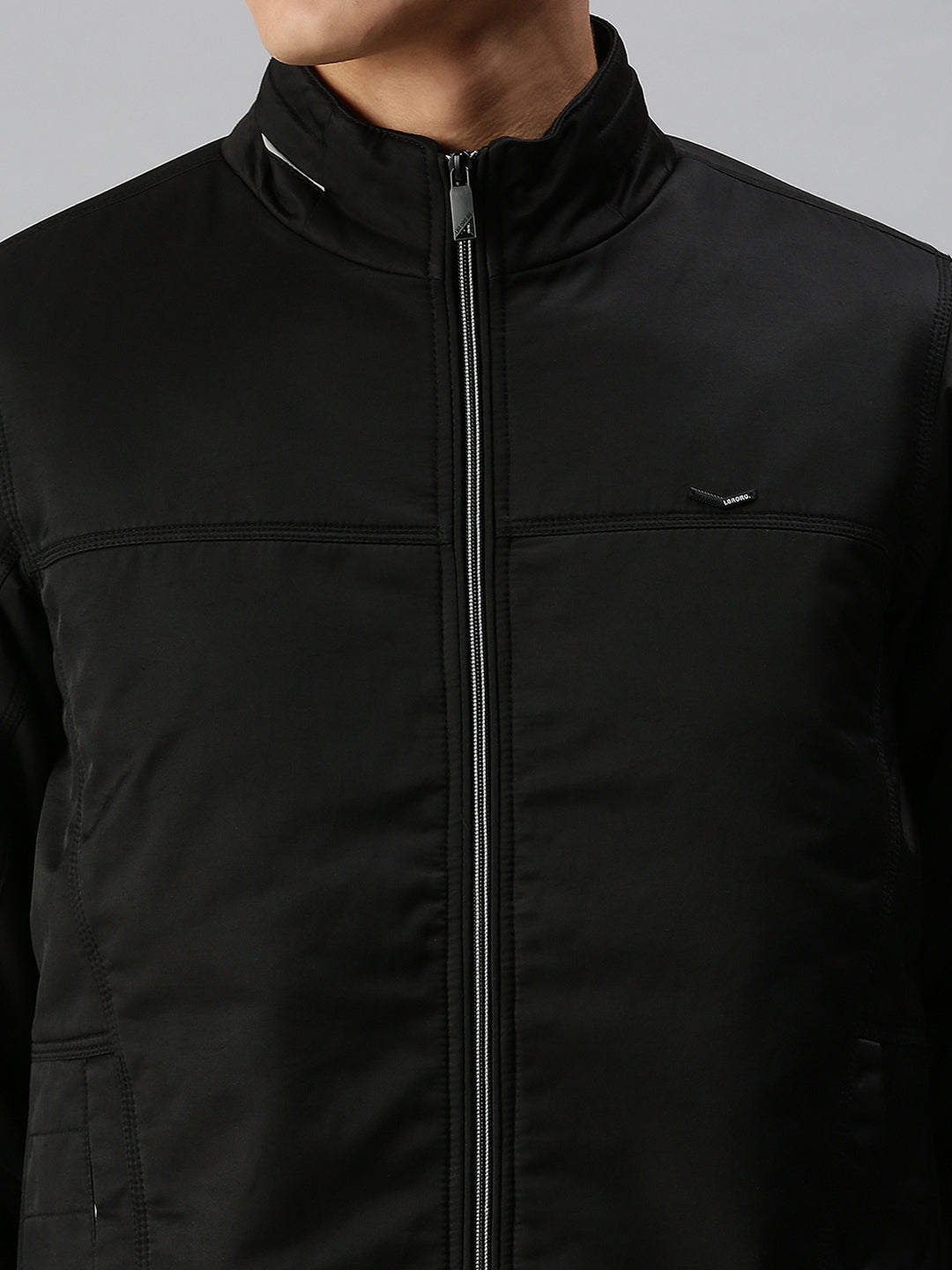 Men Solid Black Open Front Jacket