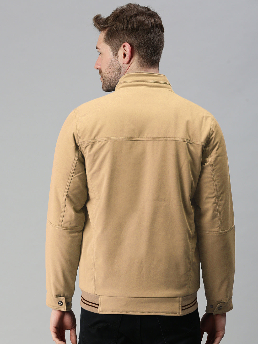Men's Beige Open Front Jacket