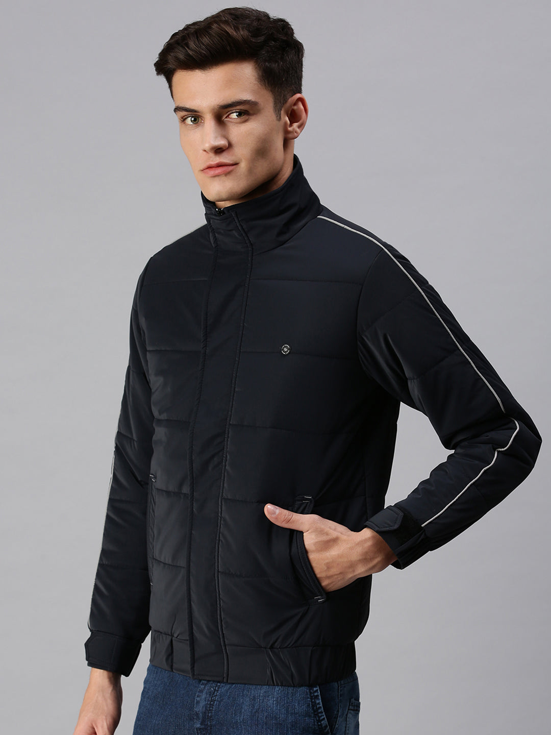 Men's Solid Black Padded Jacket