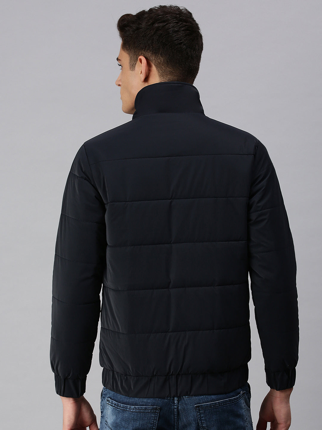 Men's Solid Black Padded Jacket