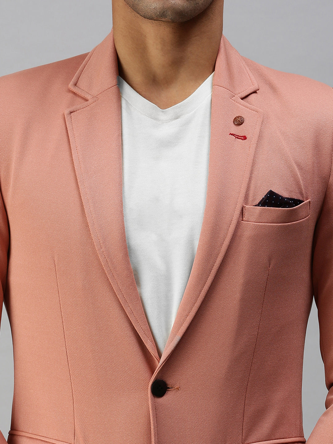 Men Pink Solid Single Breasted Blazer