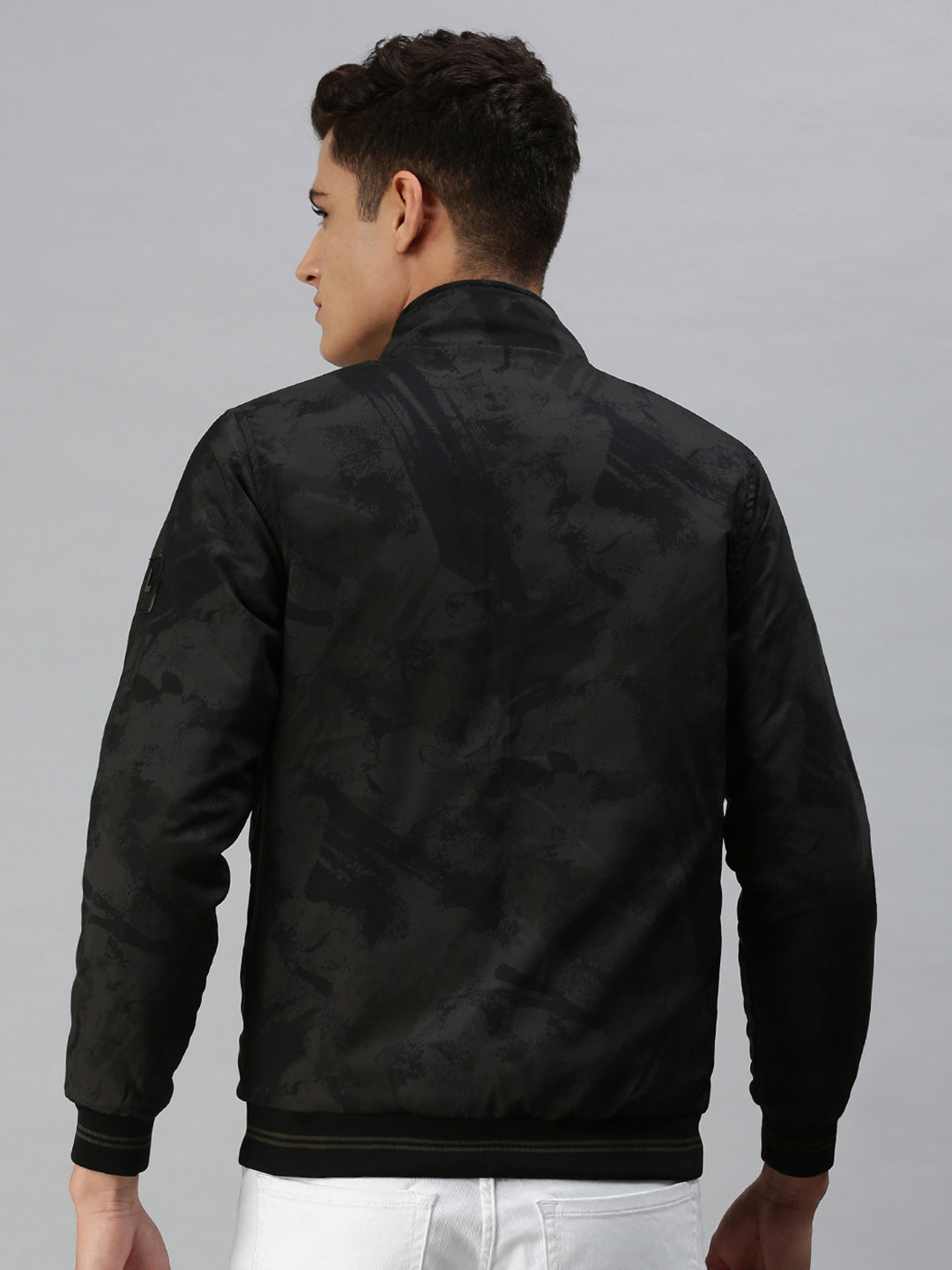 Men Solid Black Open Front Jacket