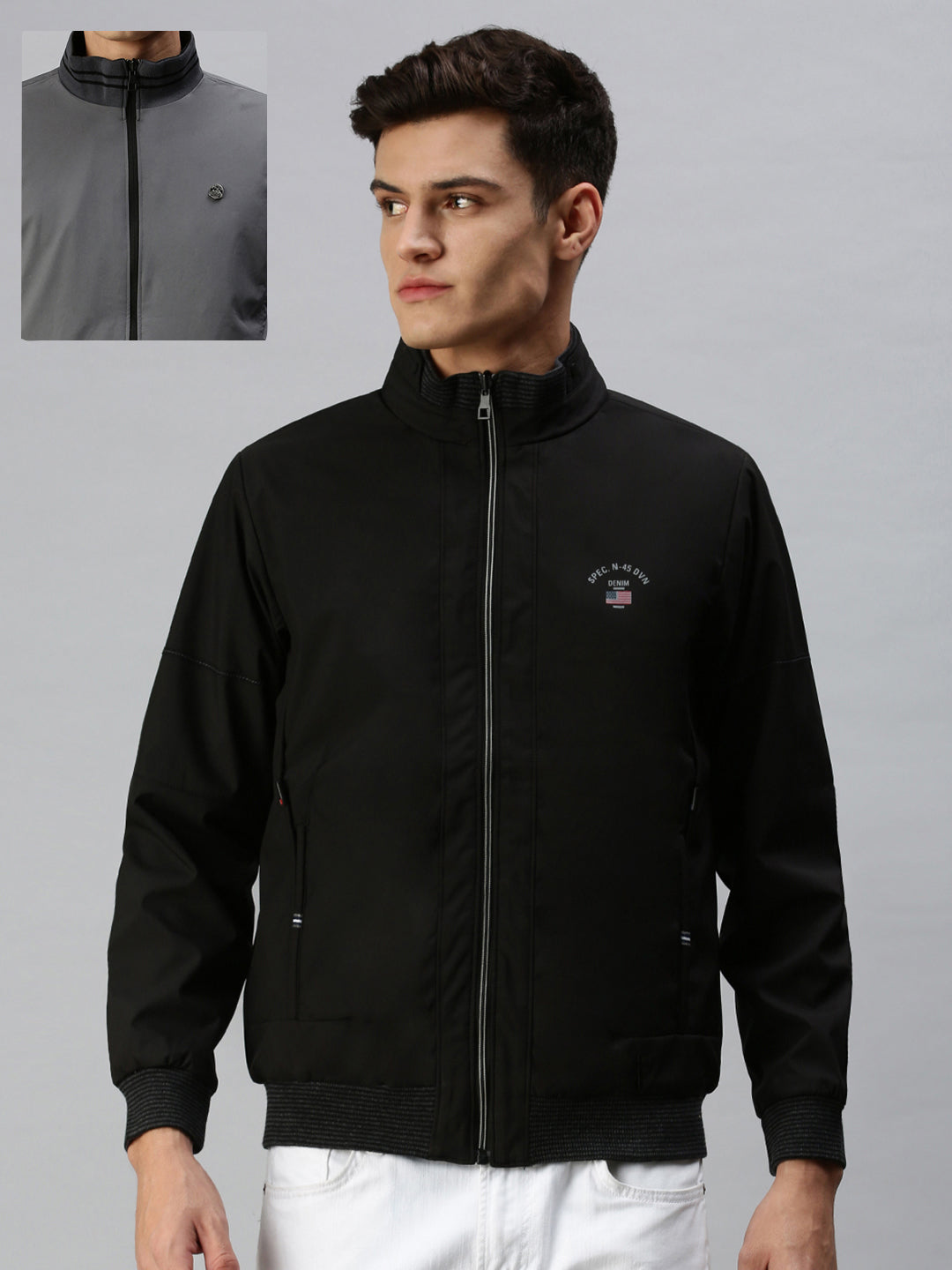 Men Solid Black Open Front Jacket