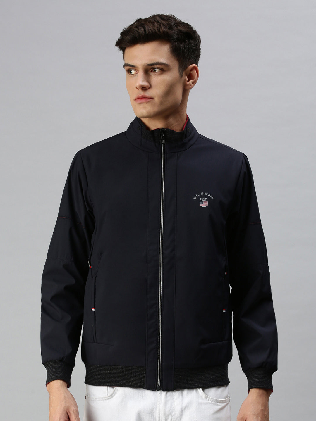 Men Solid Blue Open Front Jacket