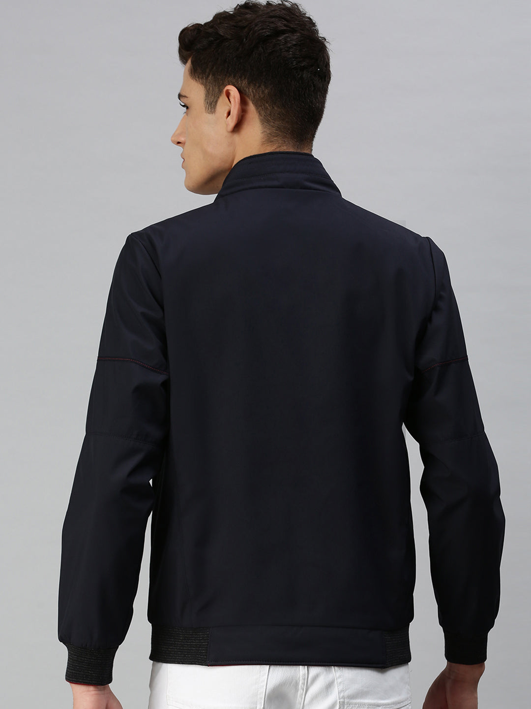 Men Solid Blue Open Front Jacket