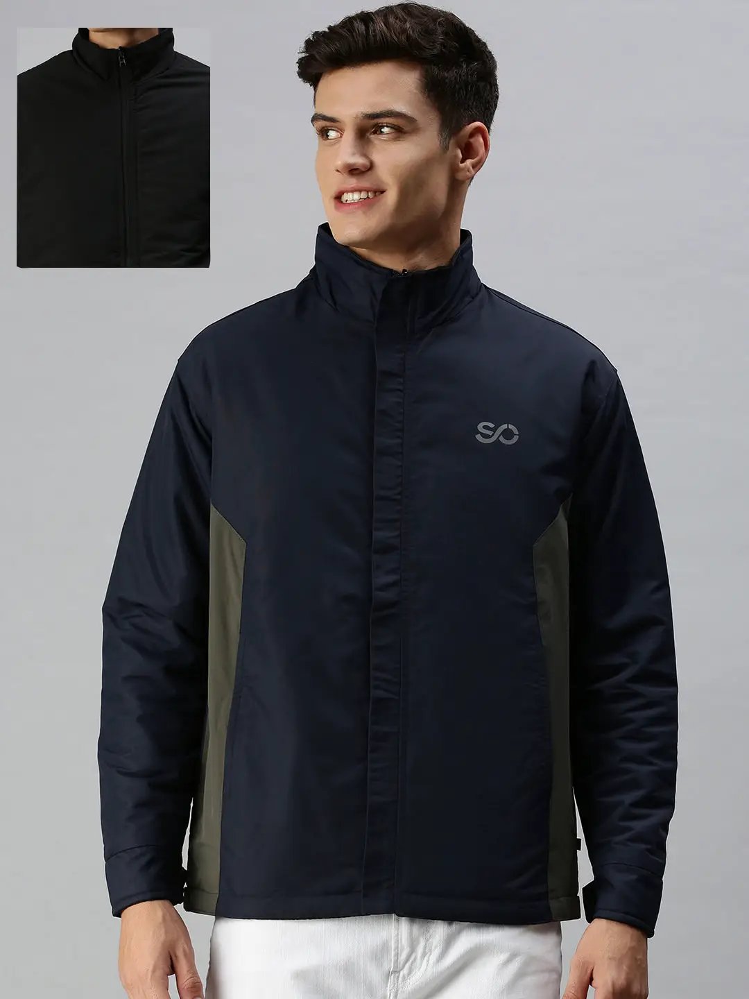 Men's Solid Black Open Front Jacket