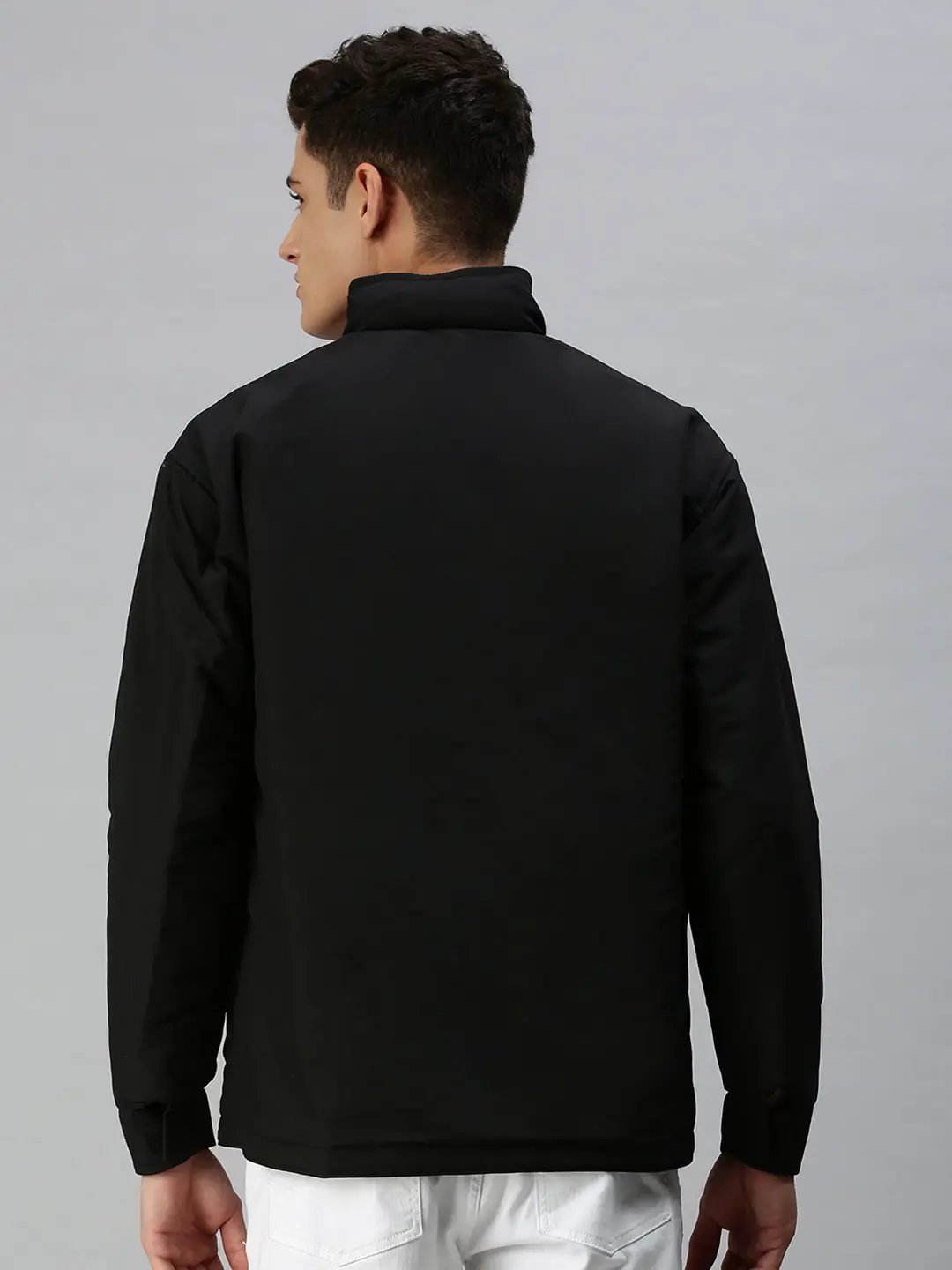 Men's Solid Black Open Front Jacket