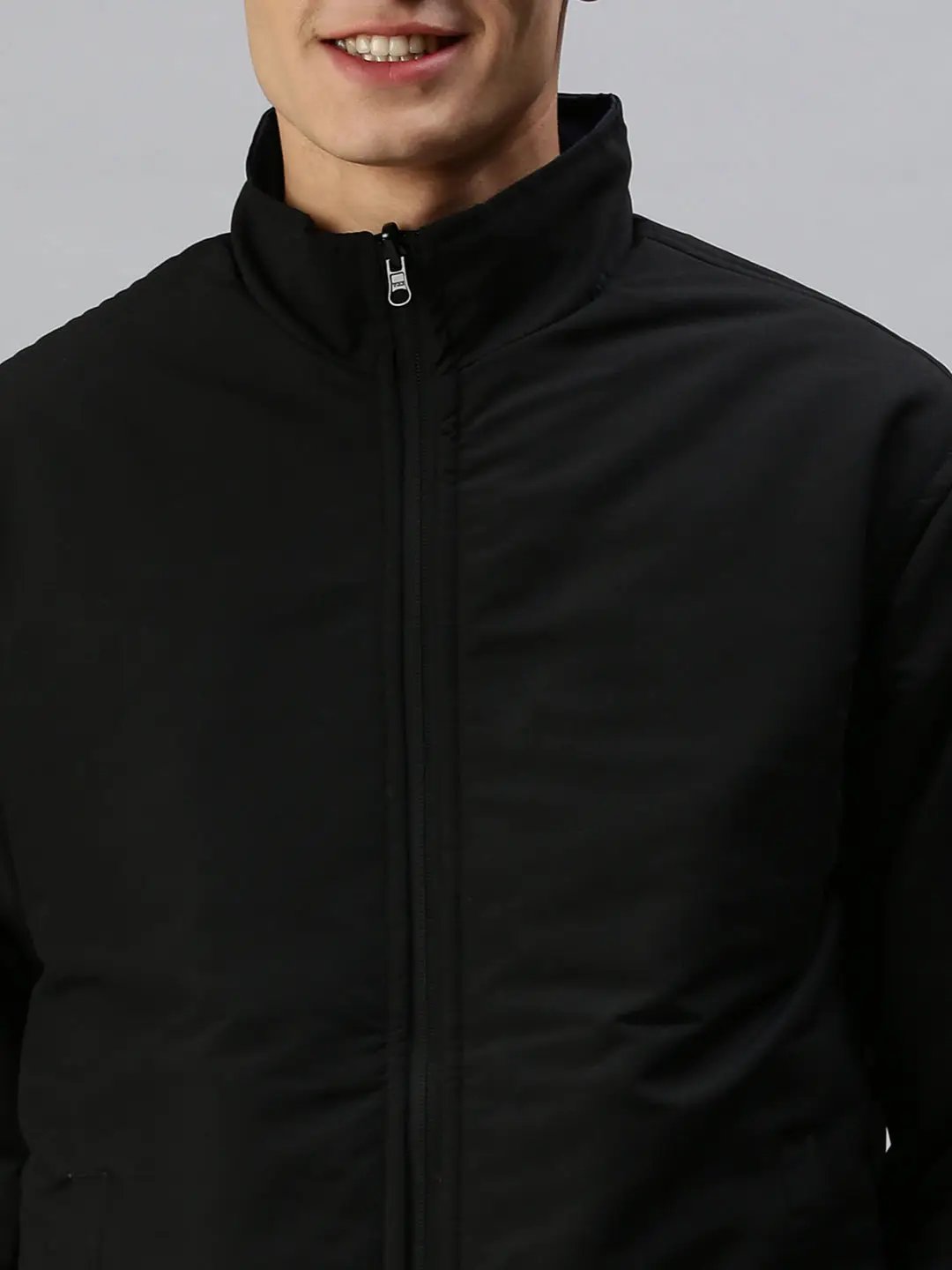 Men's Solid Black Open Front Jacket