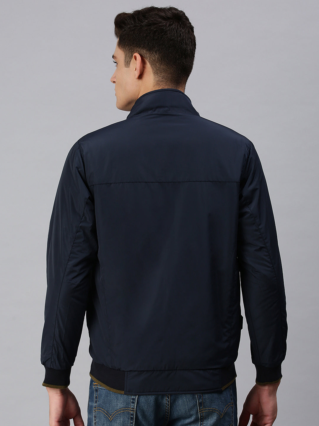 Men's Solid Green Open Front Jacket