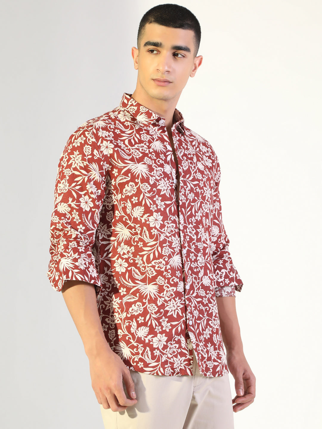 Men's Floral Maroon Regular Fit Casual Shirt